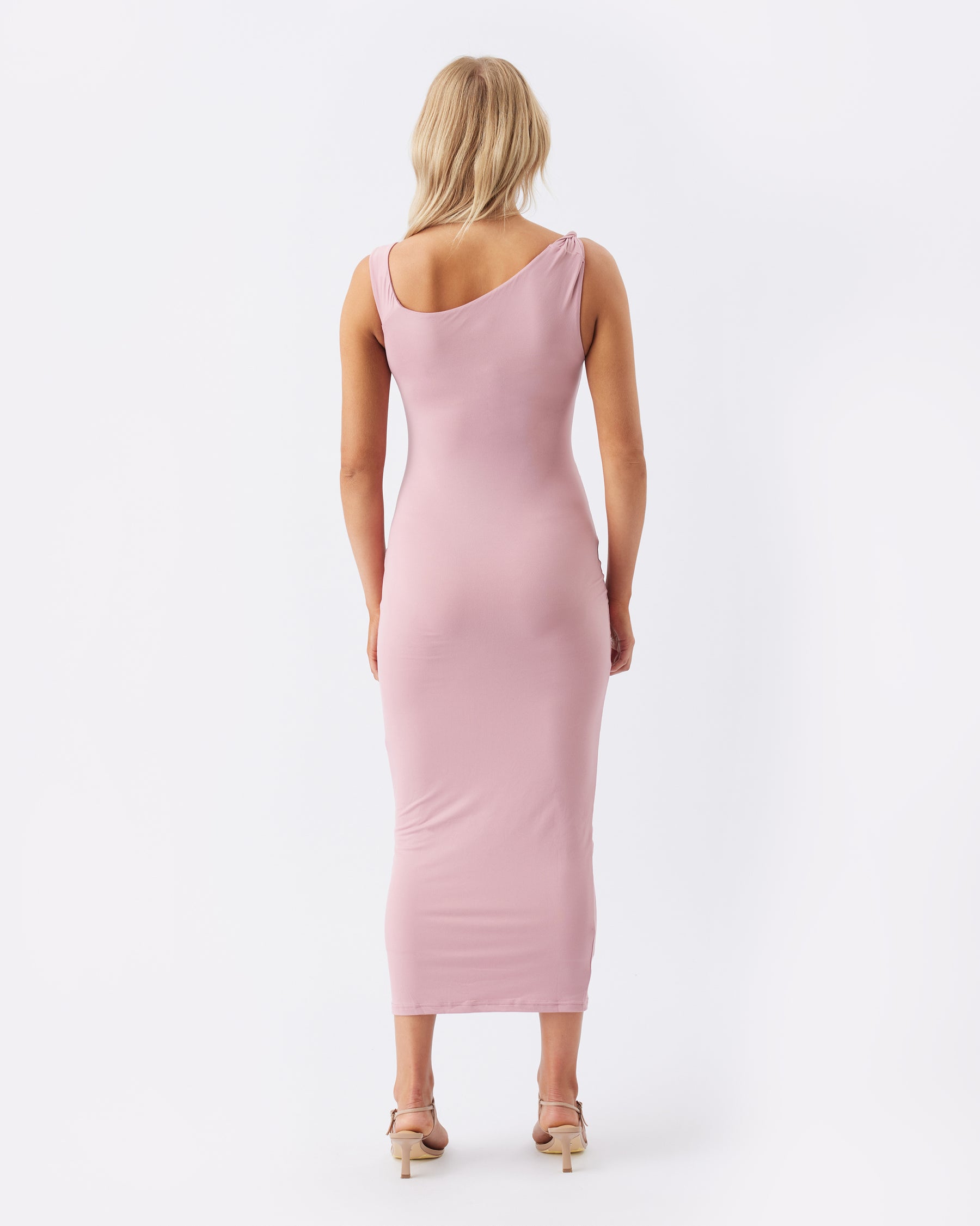 Luxe Knit Off Shoulder Dress Pink