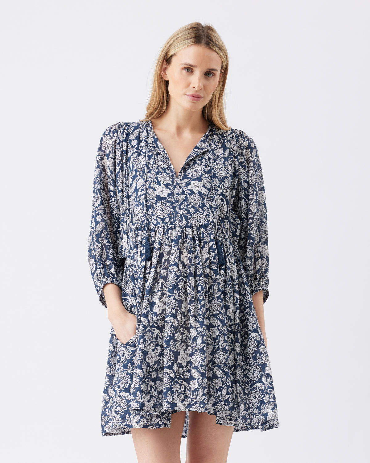 Cali Nursing Dress  Ink / White