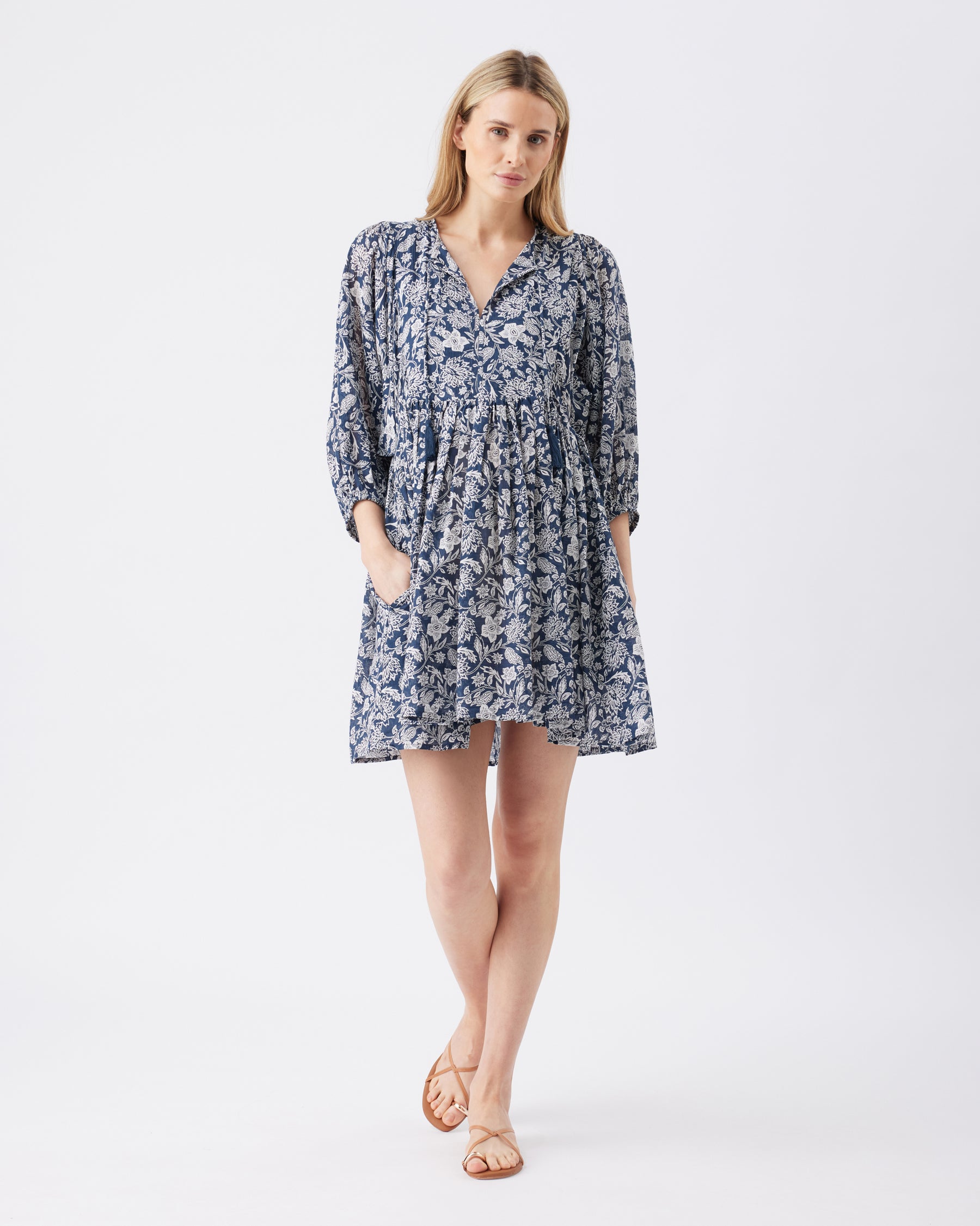 Cali Nursing Dress  Ink / White