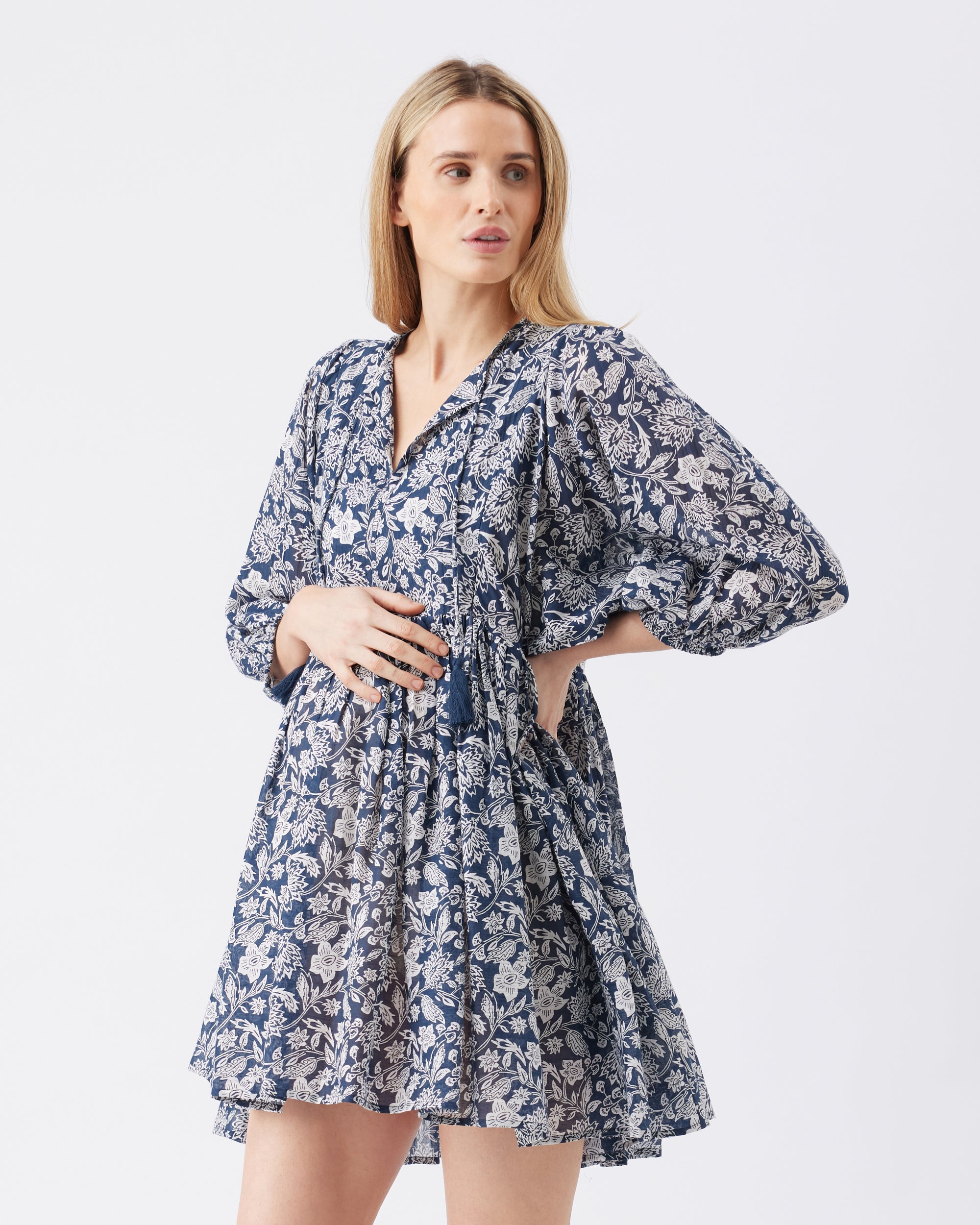 Cali Nursing Dress  Ink / White