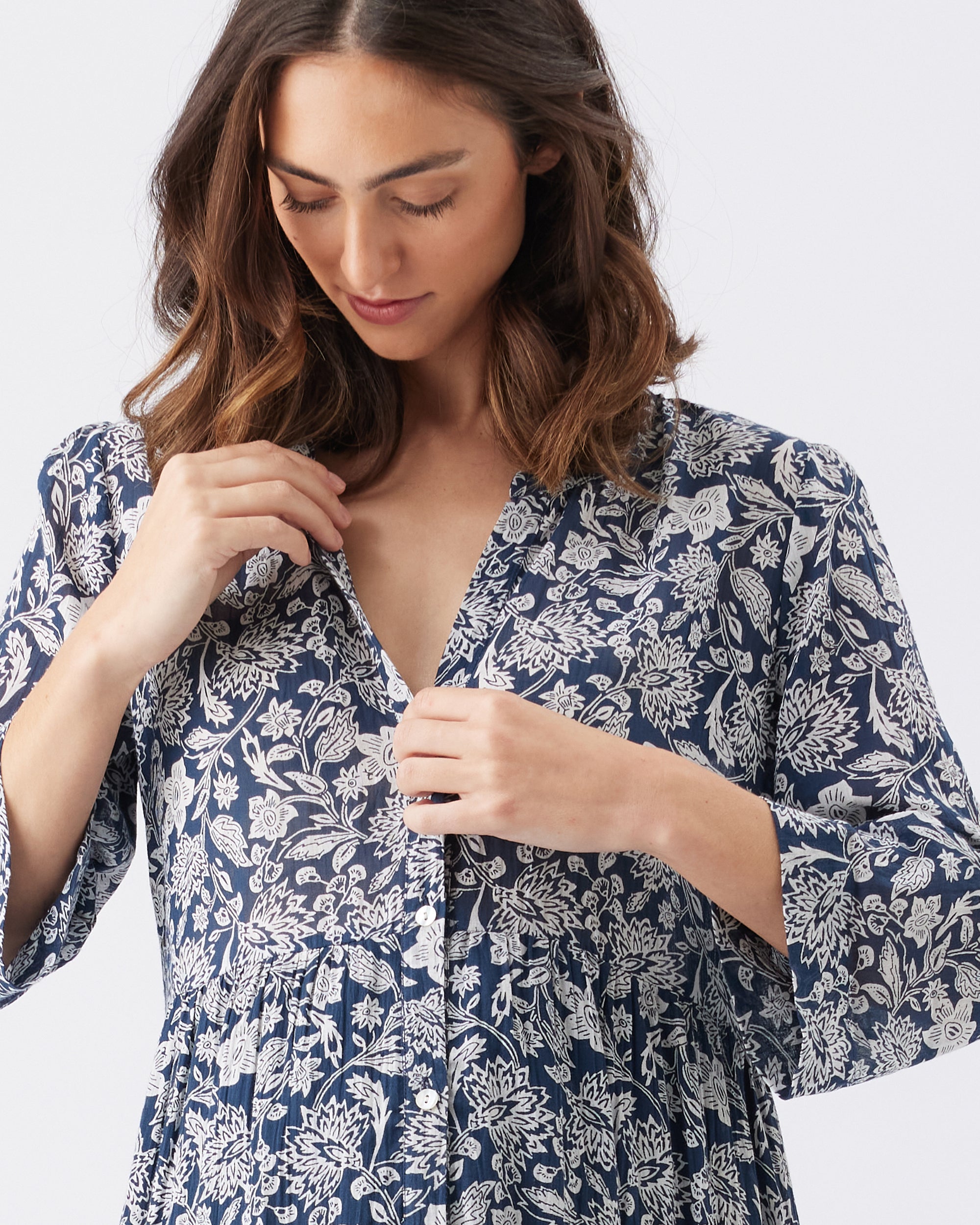 Ezra Tiered Dress Ink / White