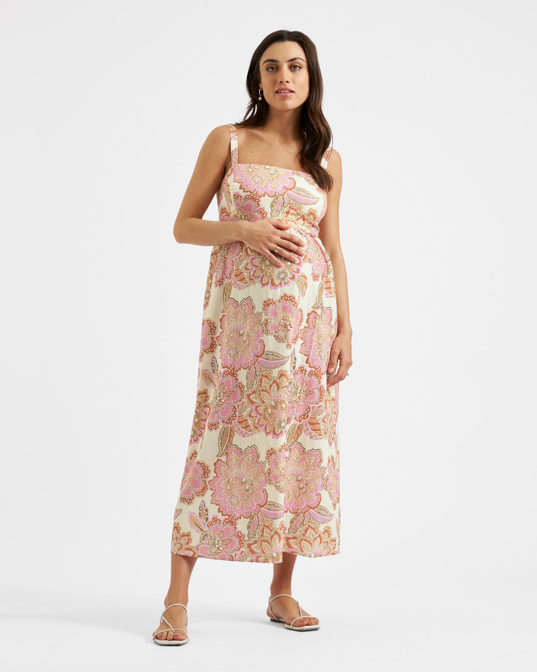 Hope Tie Back Linen Dress  Natural