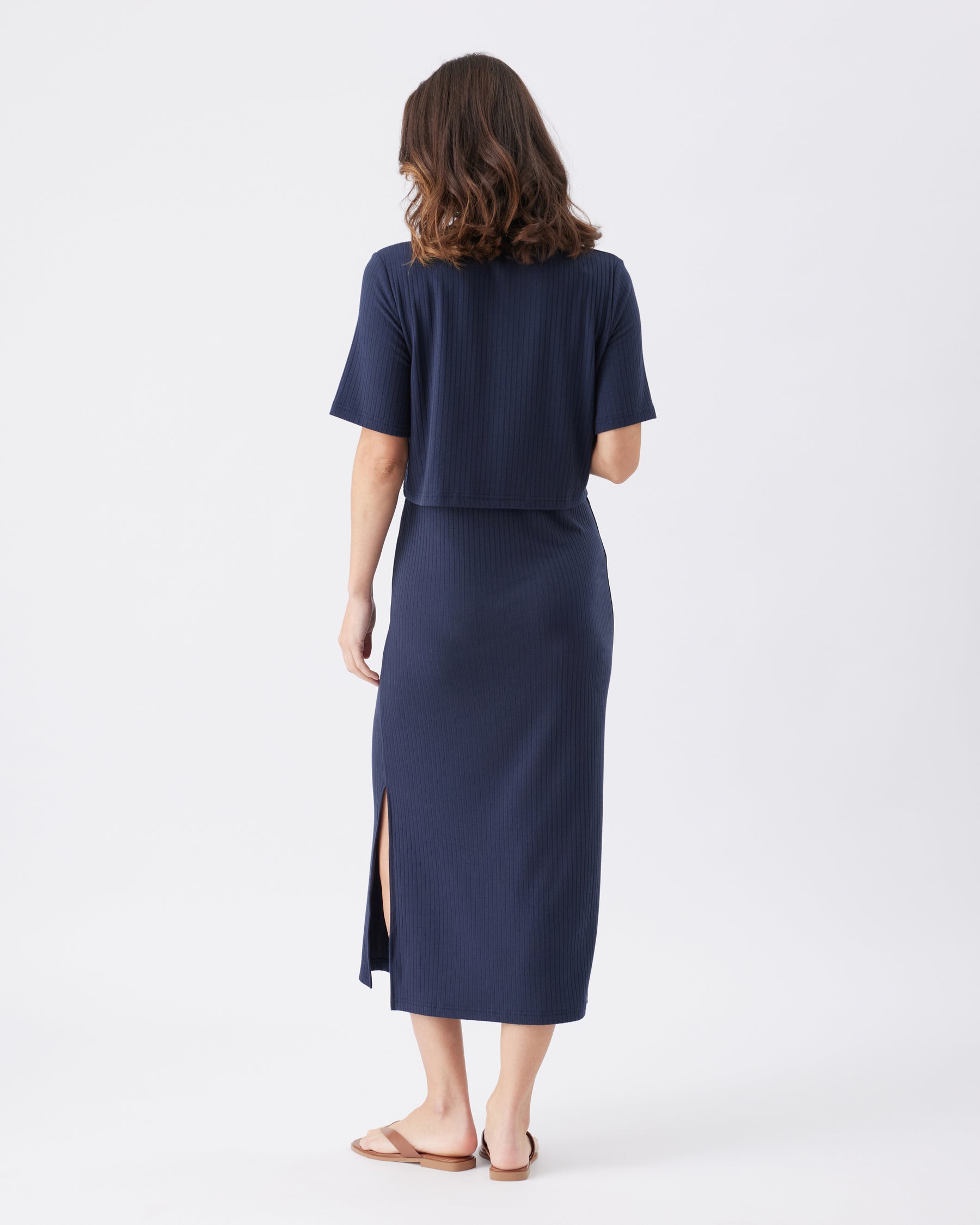 Ivy Rib Nursing Dress  Navy