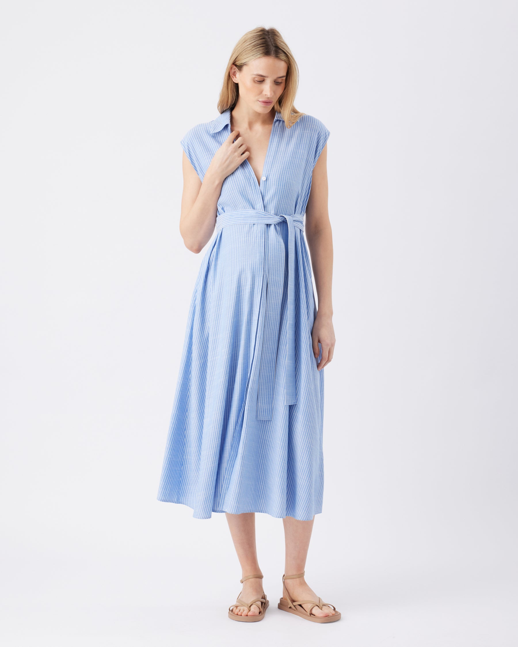 Abby Stripe Shirt Dress Blue / White