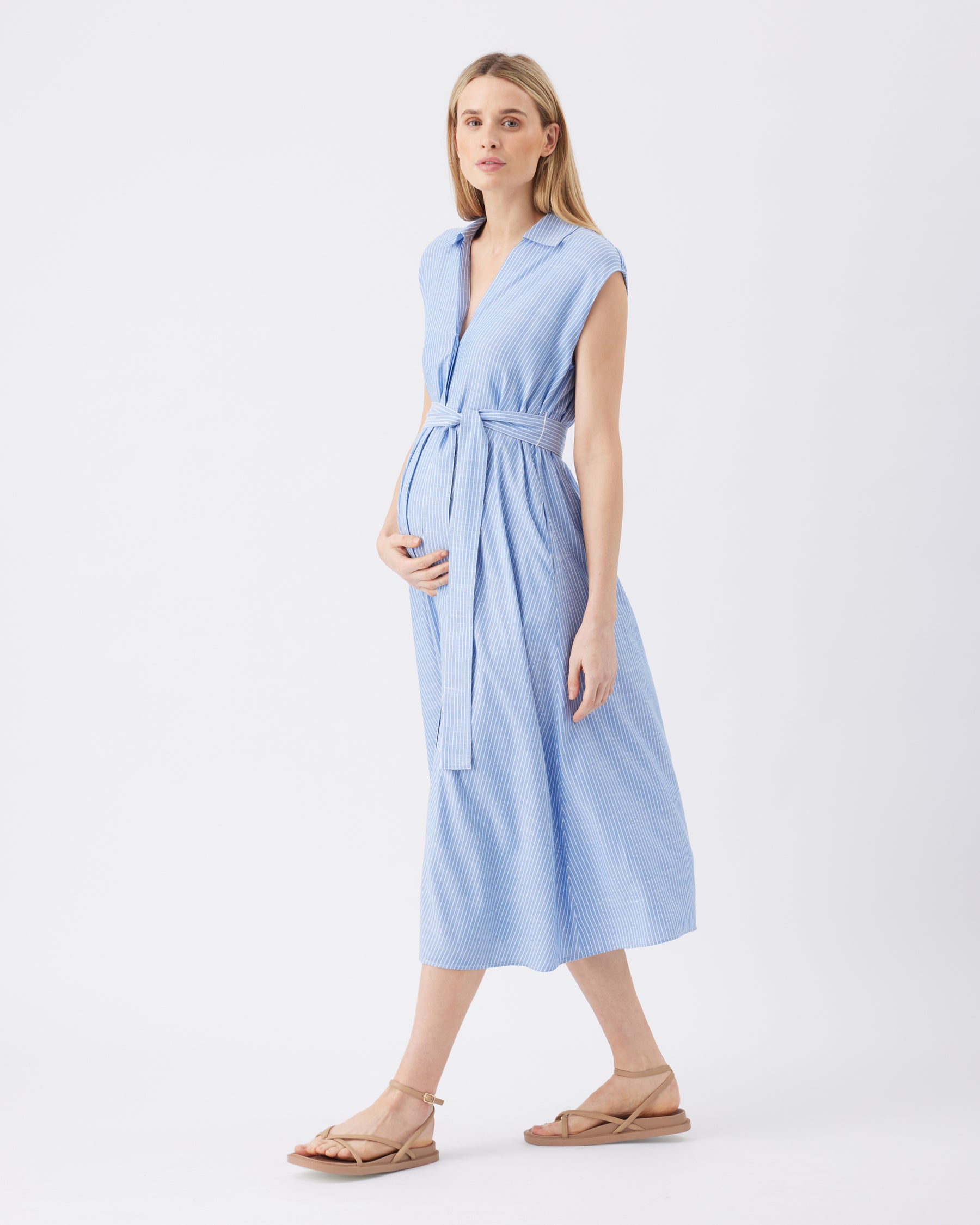 Abby Stripe Shirt Dress Blue / White
