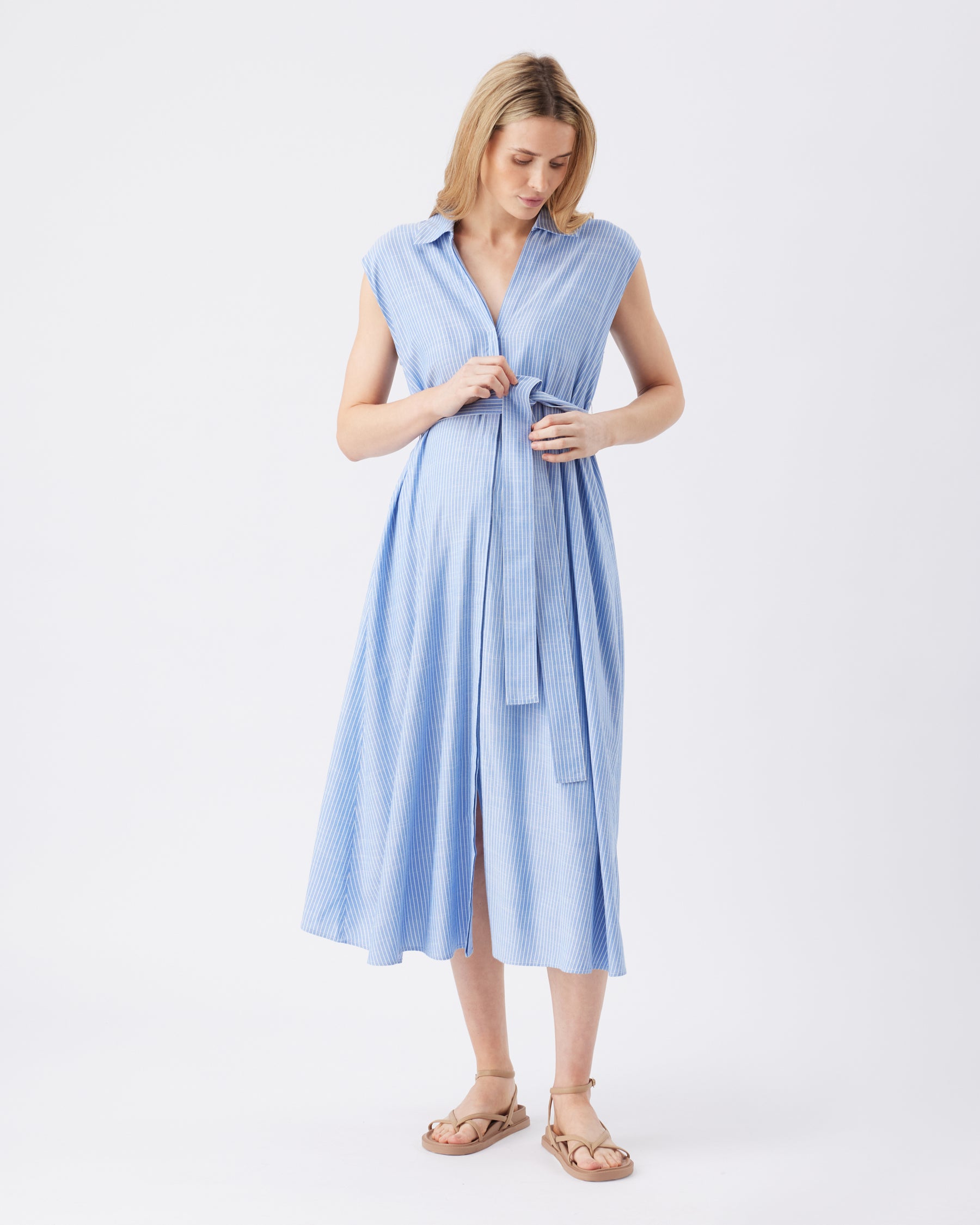 Abby Stripe Shirt Dress Blue / White