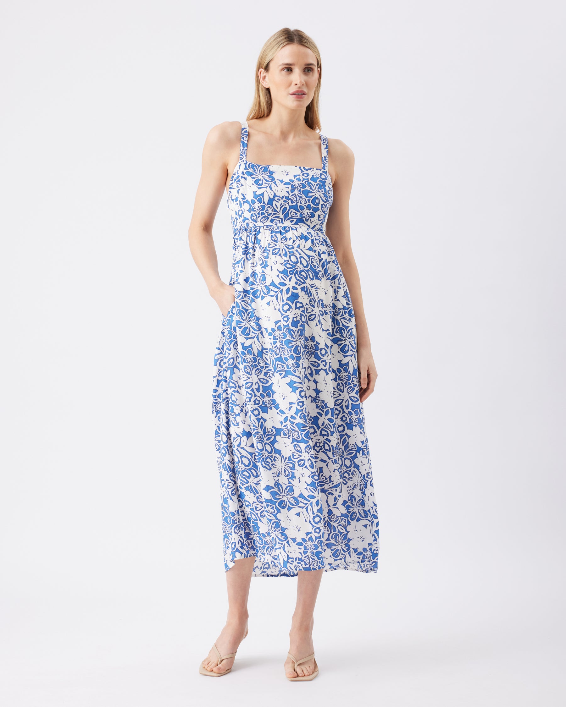 Nahla Longline Dress Royal / White