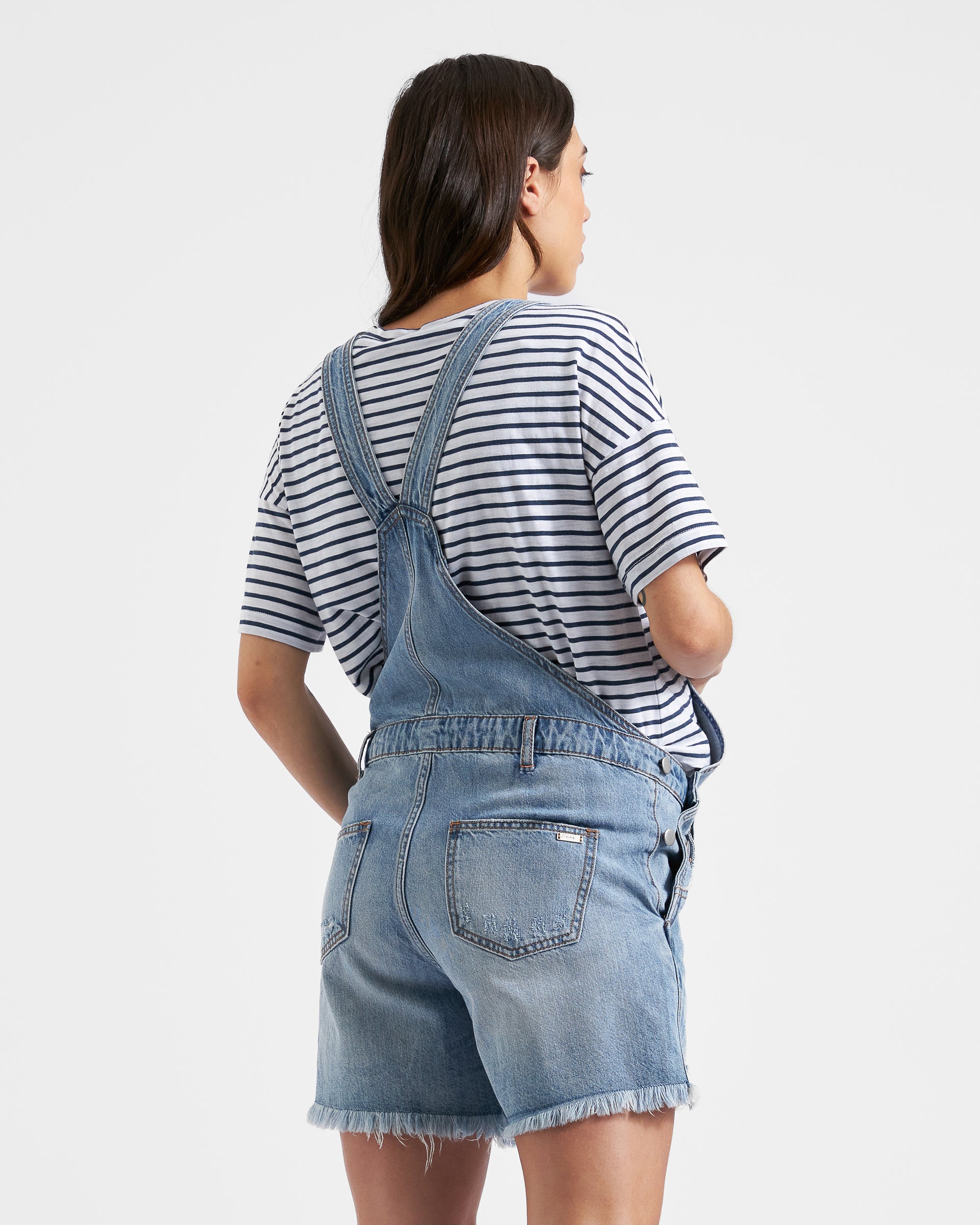 Denim Short Overalls Pale Blue