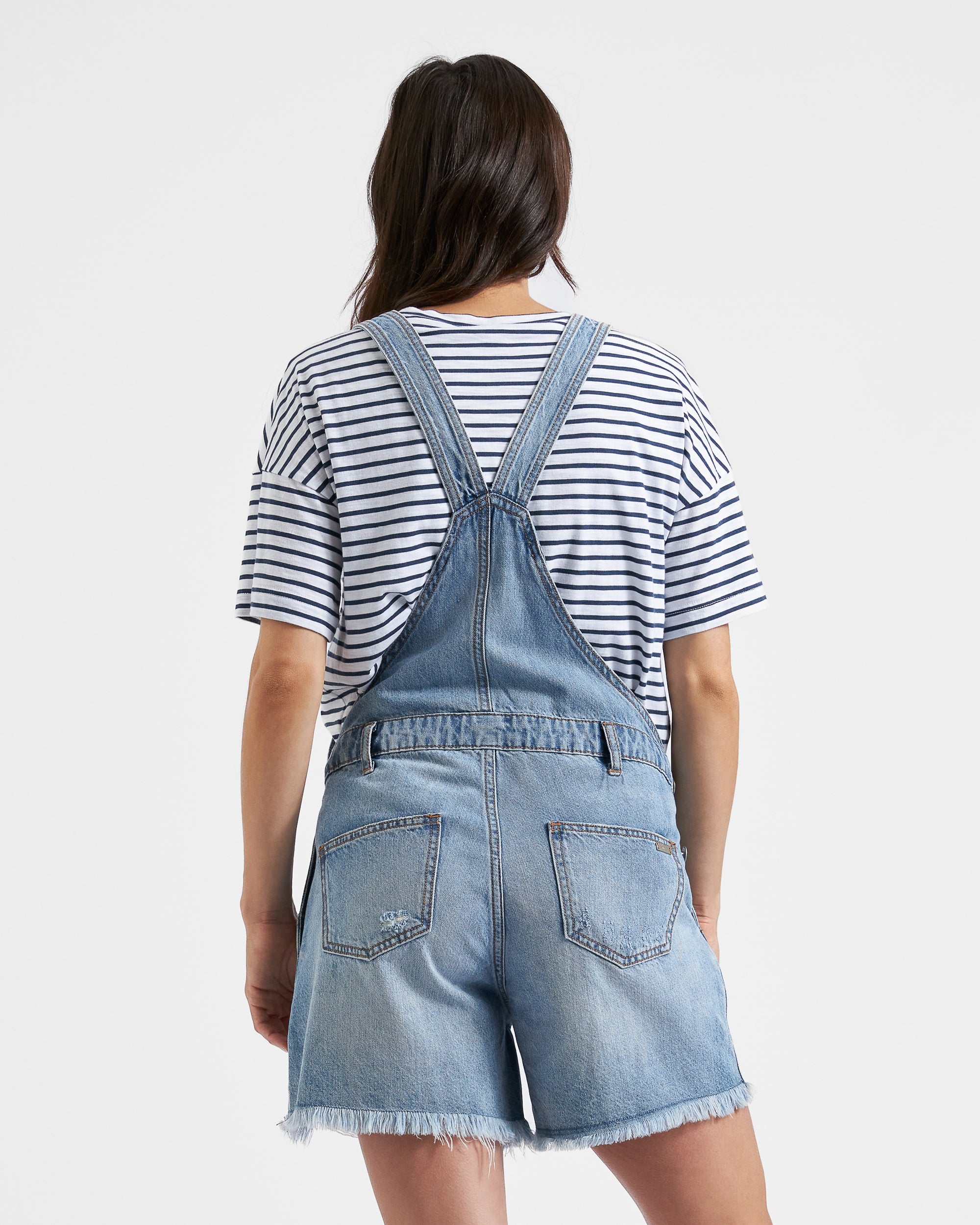 Denim Short Overalls Pale Blue