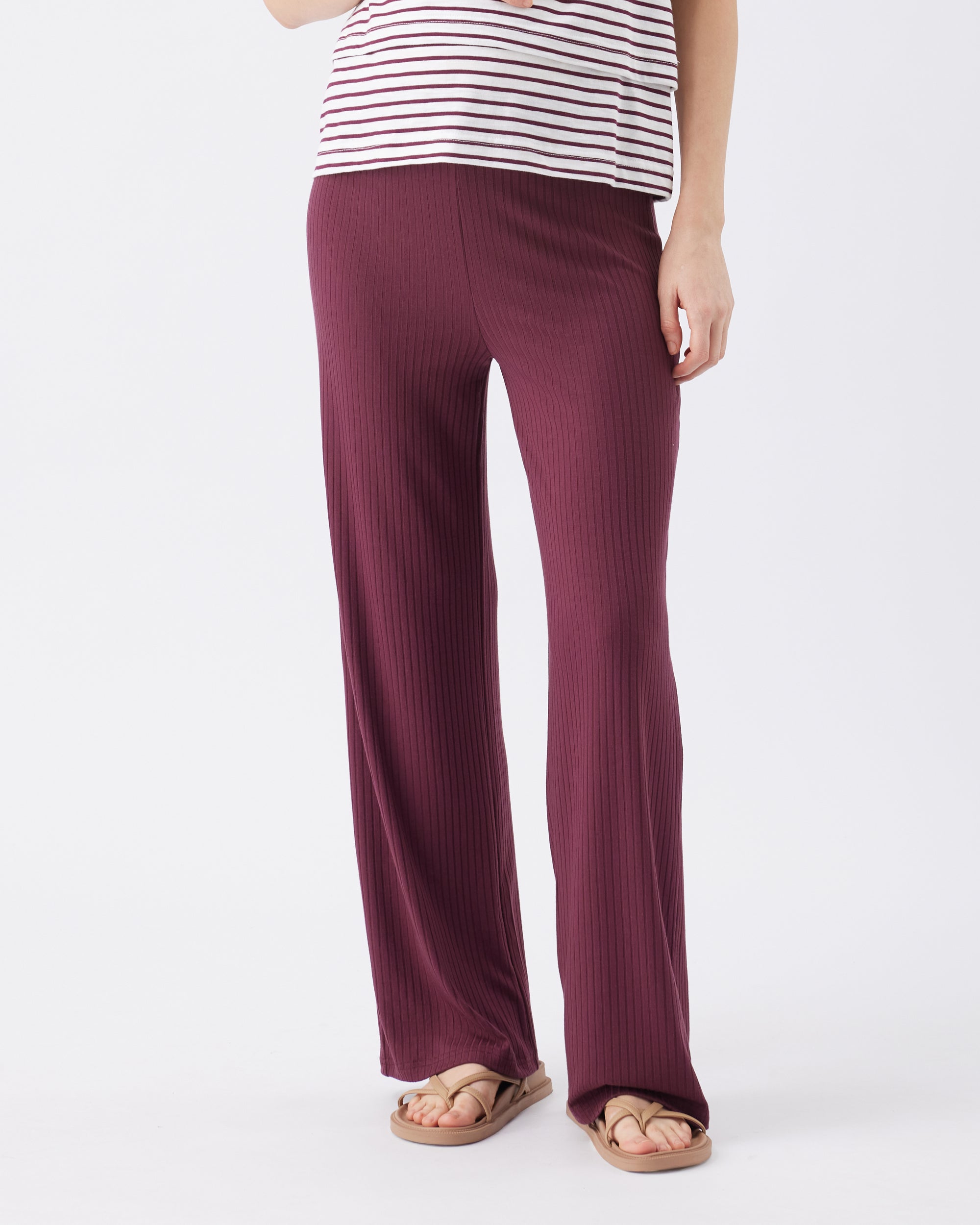 Cindy Rib Pant  Maroon