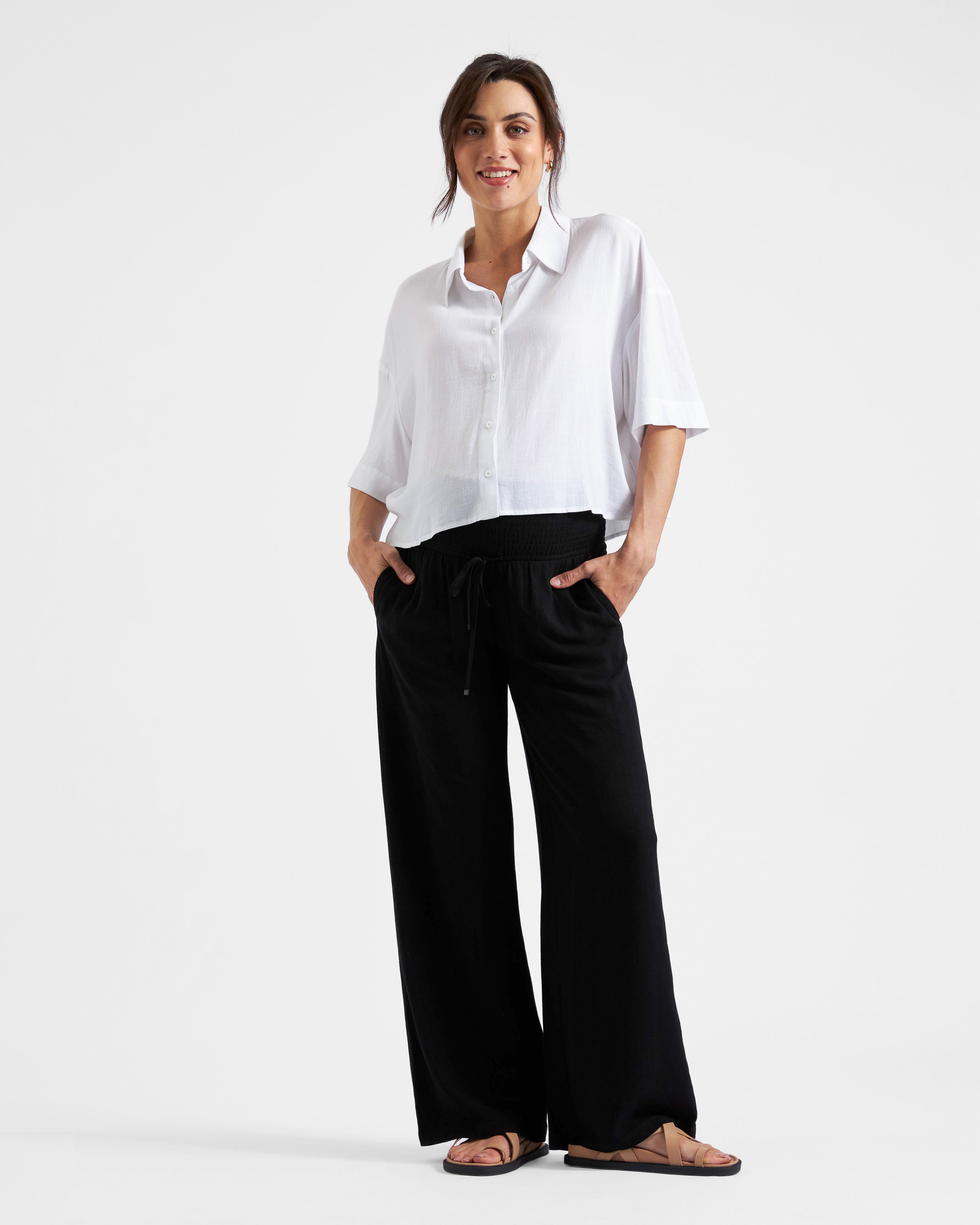 Marlow Shirred Pant Black