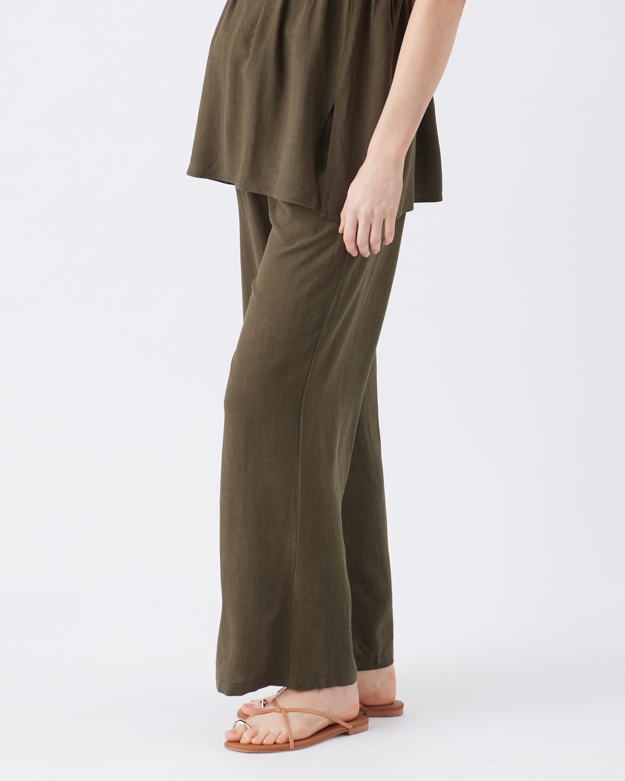 Marlow Shirred Pant - Khaki