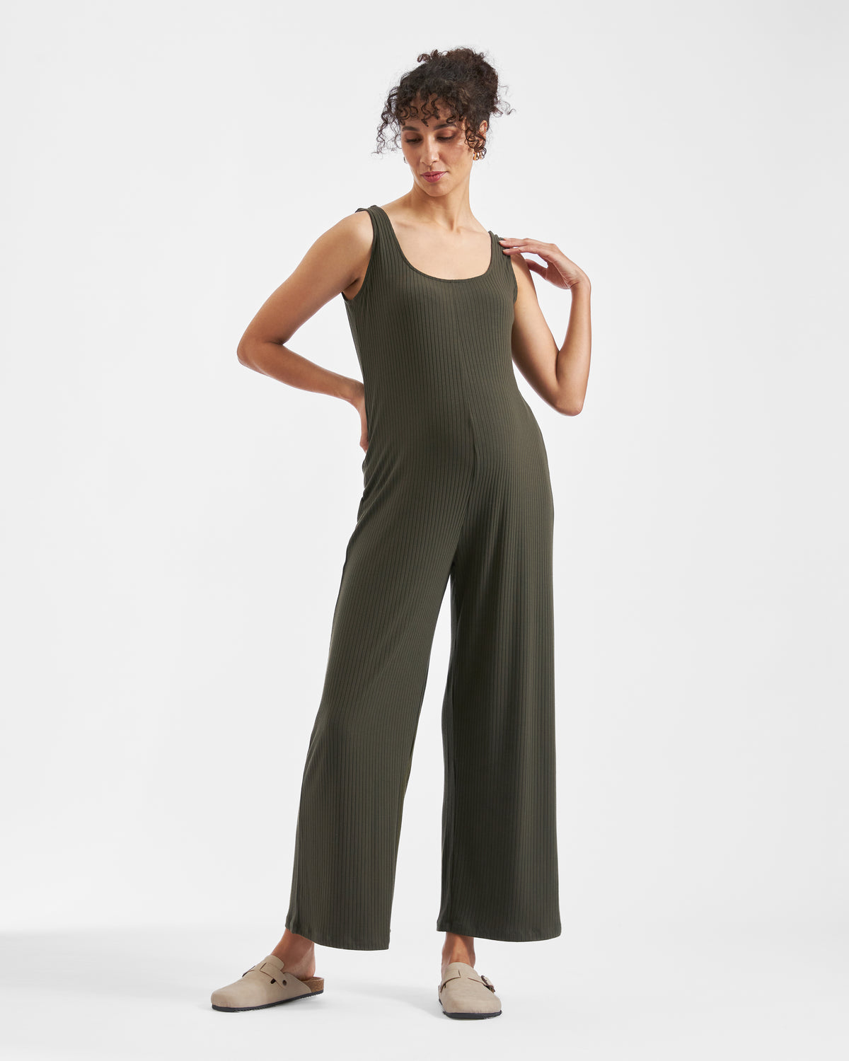 Bobby Rib Jumpsuit  Khaki
