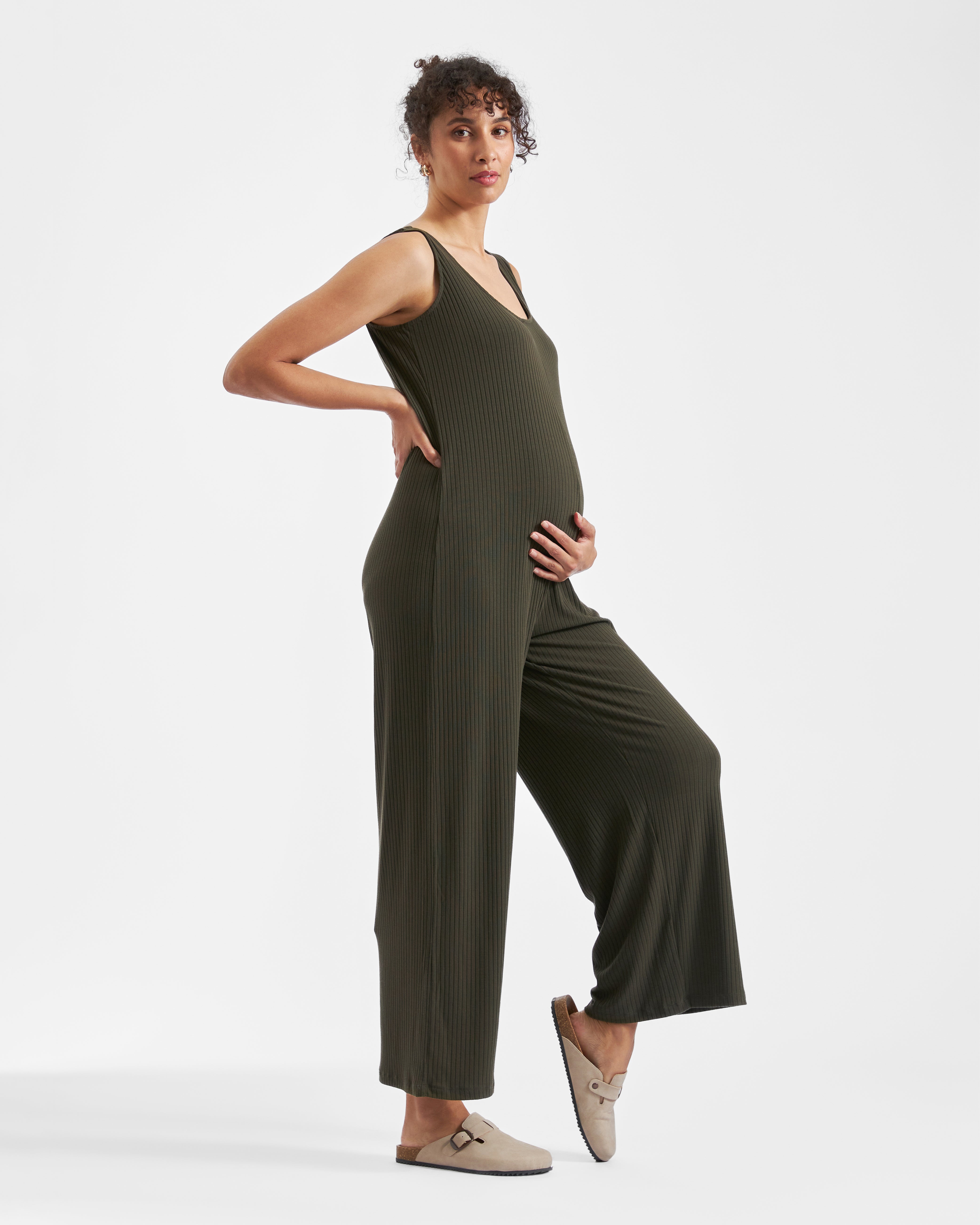 Bobby Rib Jumpsuit  Khaki