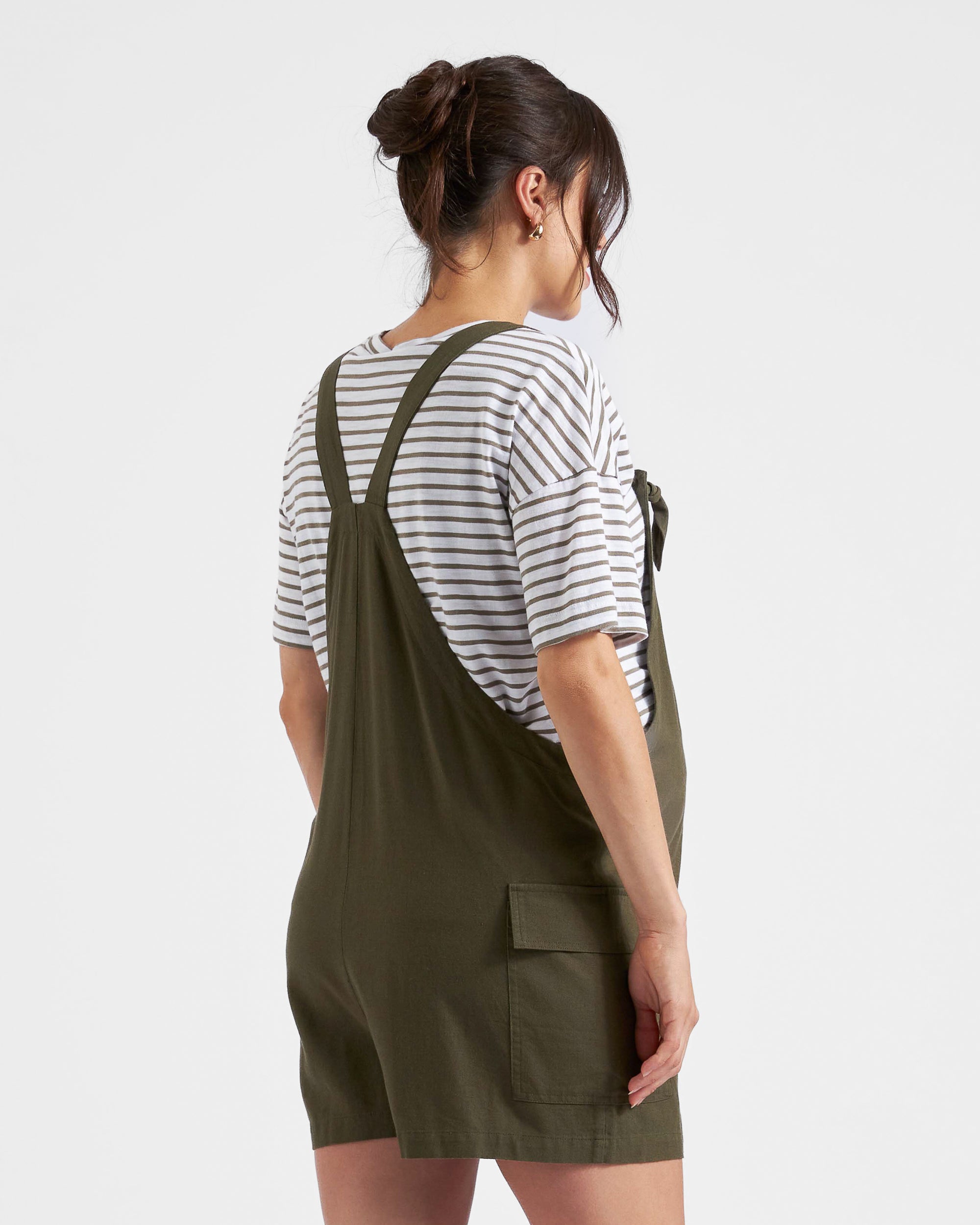 Terry Linen Playsuit Olive