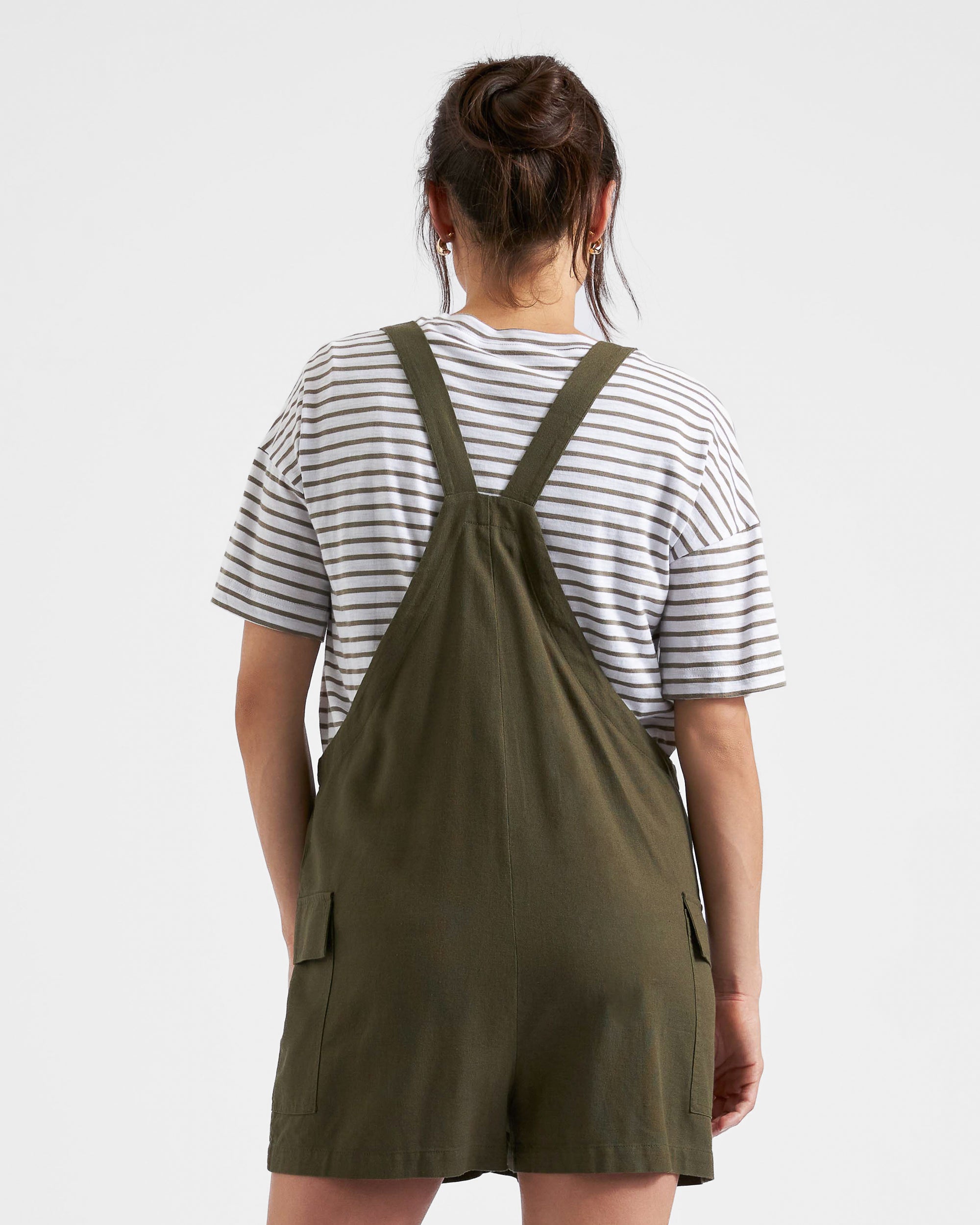 Terry Linen Playsuit Olive