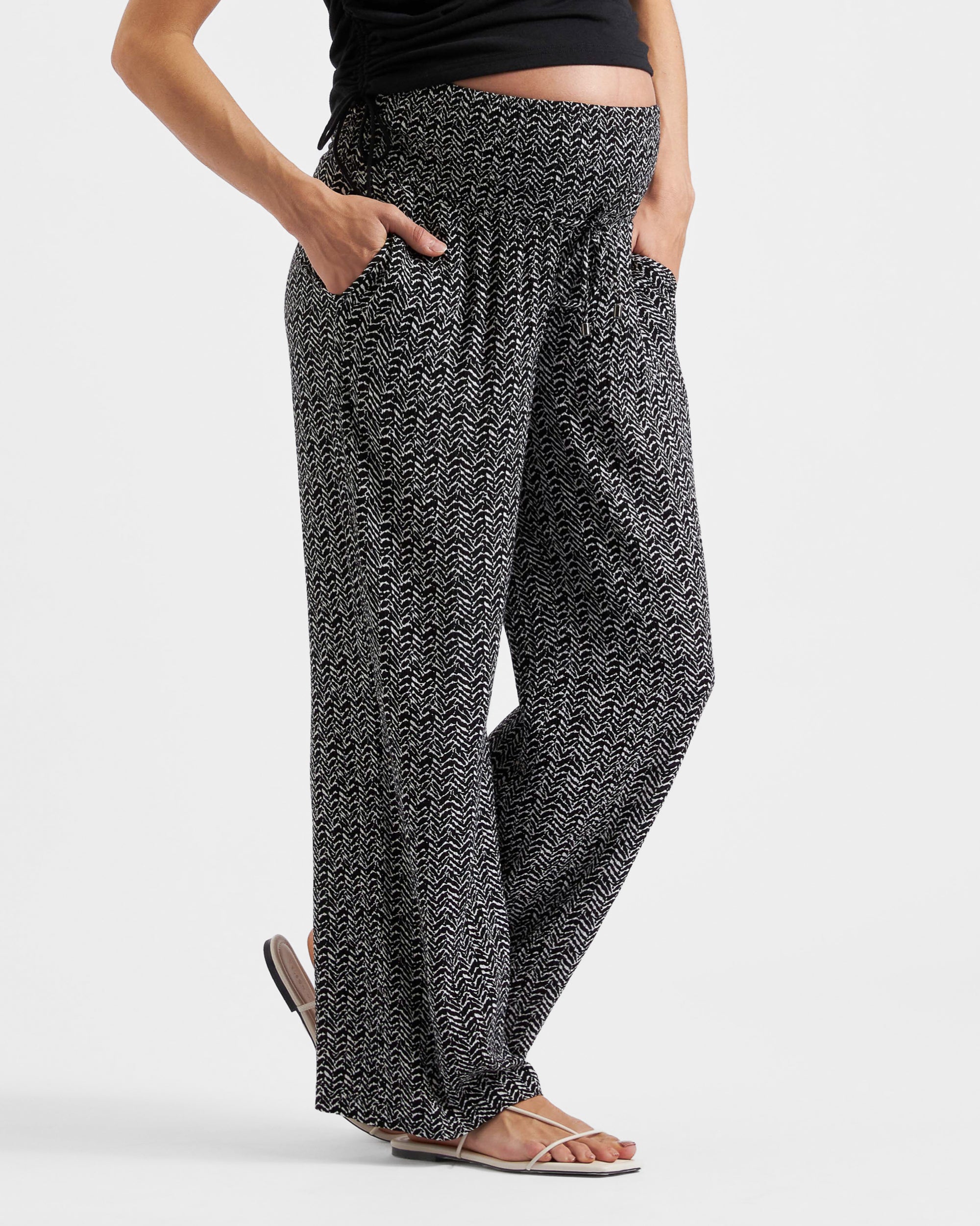 Emmy Shirred Pant Black / Natural