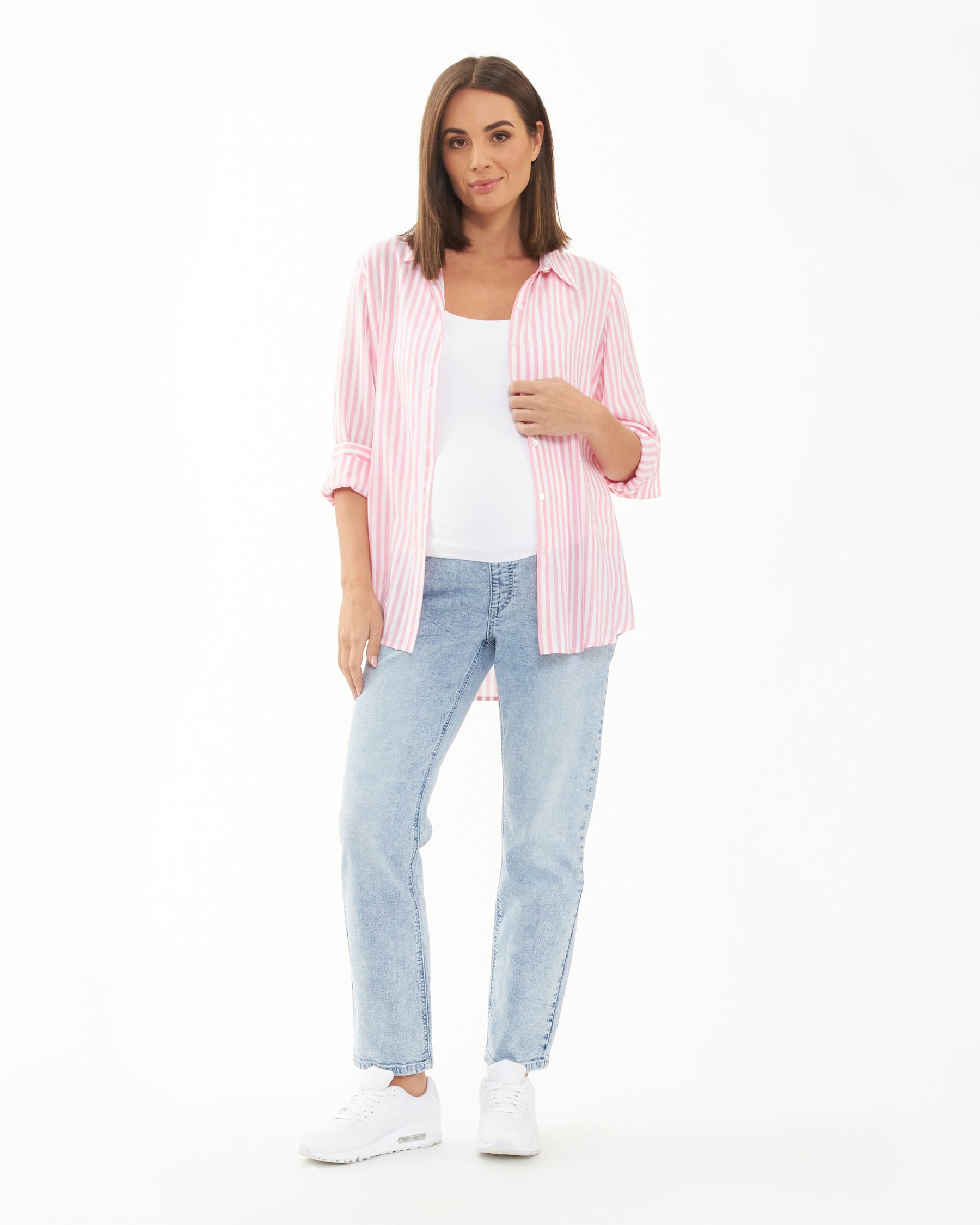 Emmy Stripe Shirt Bubble Gum / White
