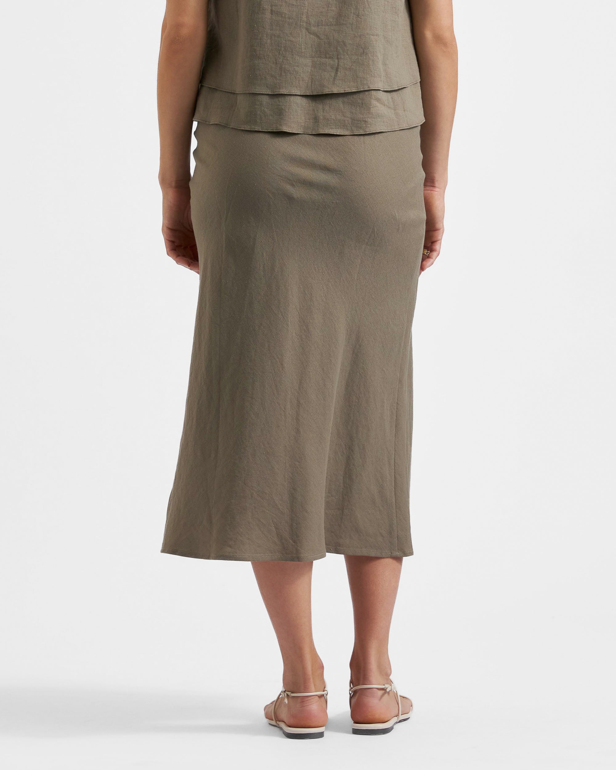 Debbie Linen Skirt  Olive