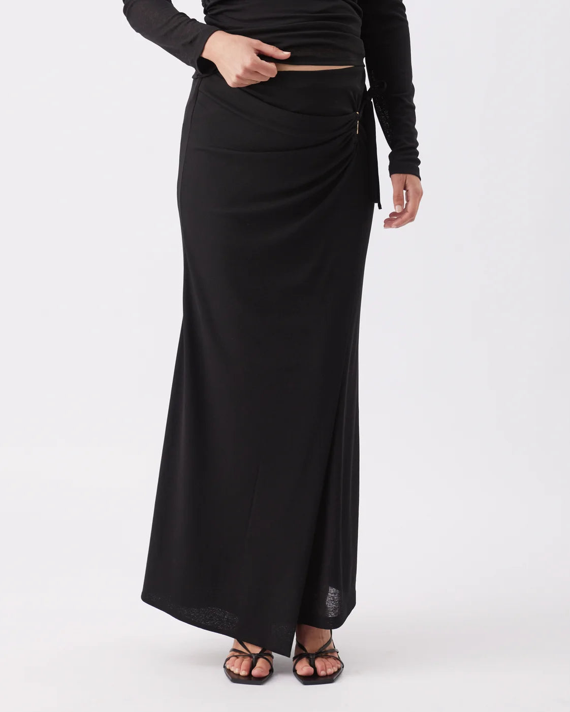 Rhi Mock Wrap Skirt  Black