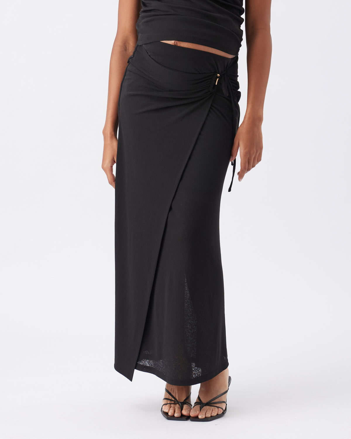 Rhi Mock Wrap Skirt  Black