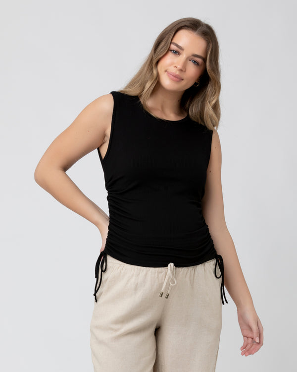 Ripe Jodie Ruched Rib Tank - White