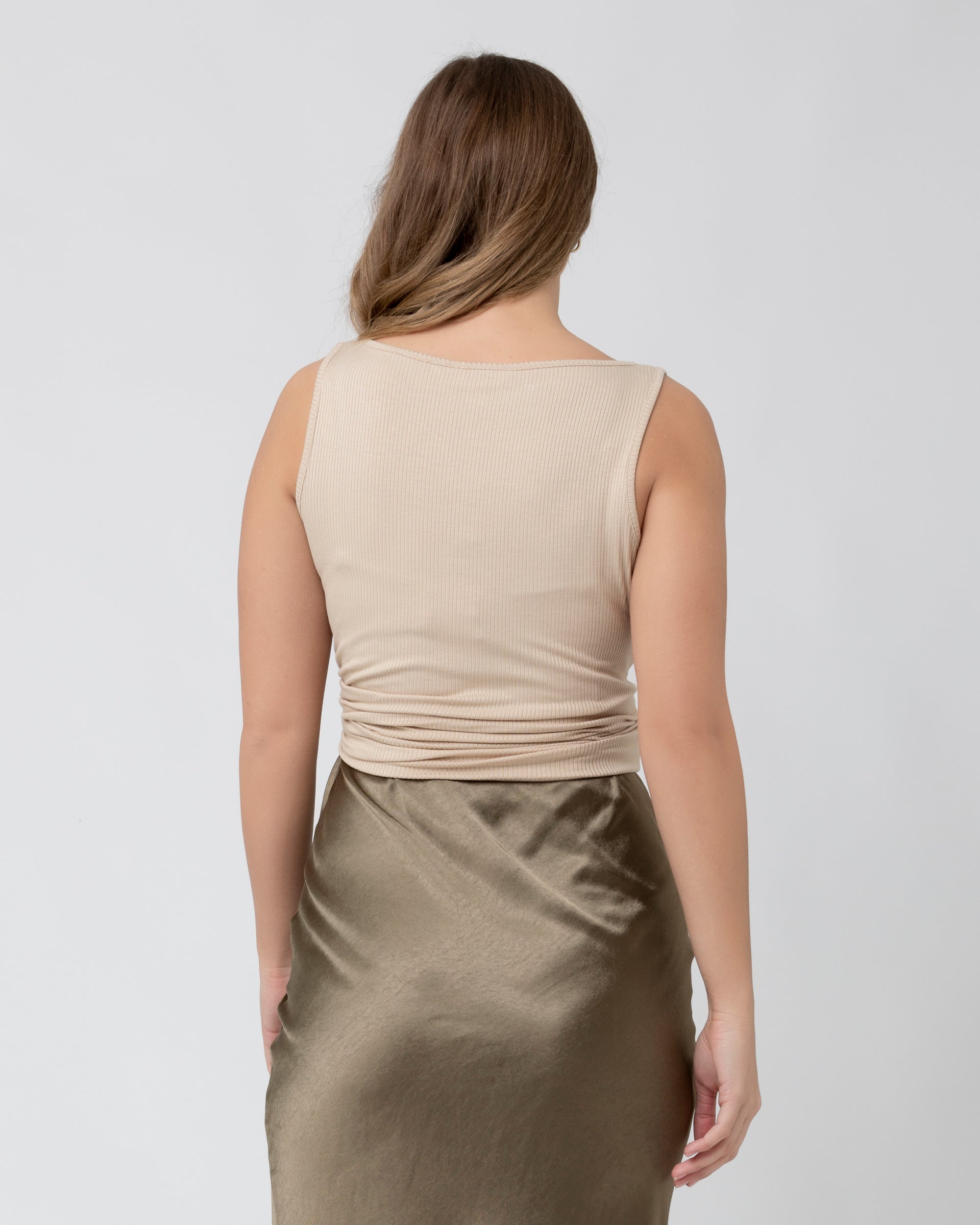 Izzy Button Down Rib Tank  Natural