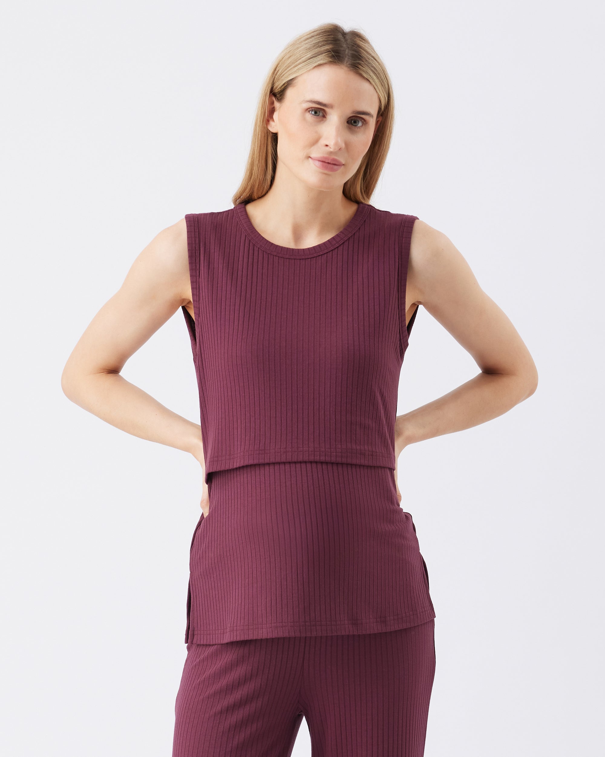 Peter Rib Nursing Tank Maroon