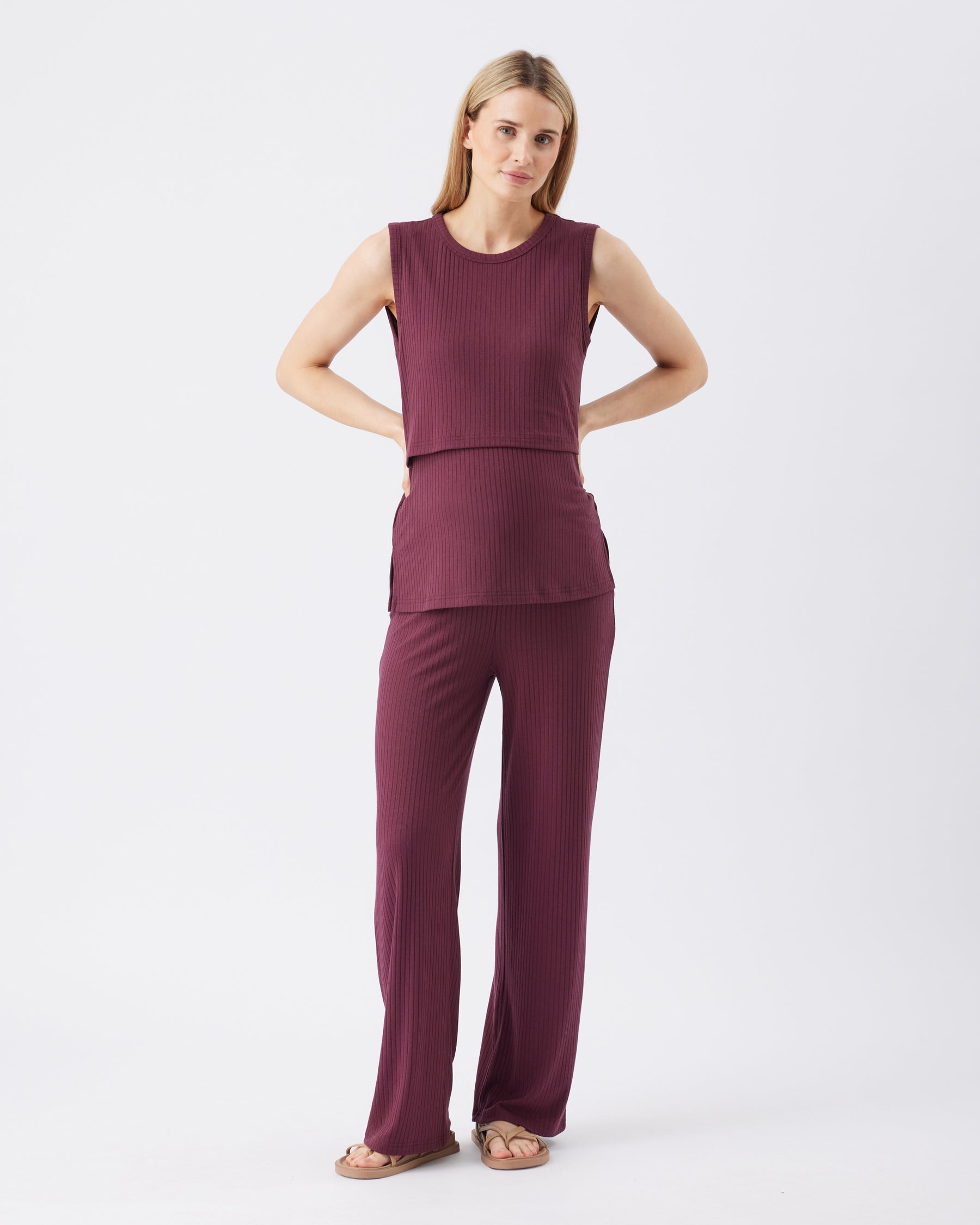 Peter Rib Nursing Tank Maroon