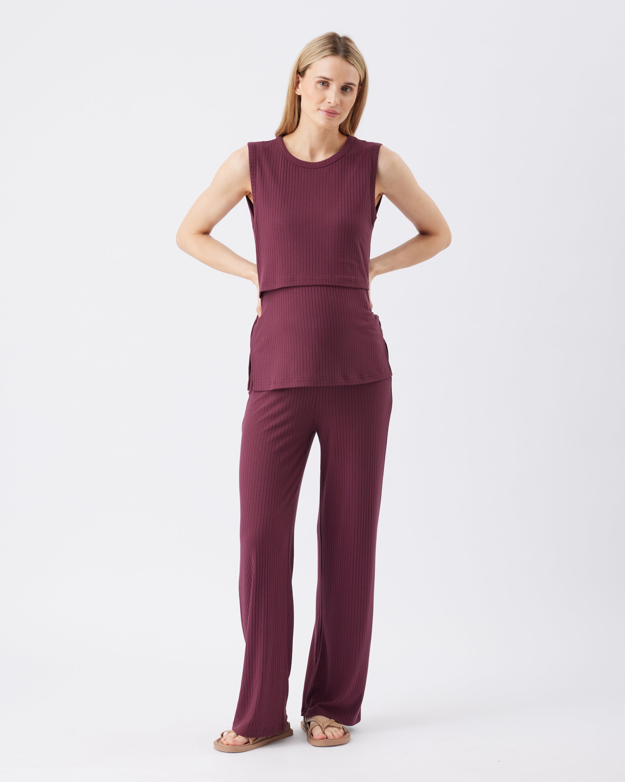 Peter Rib Nursing Tank Maroon