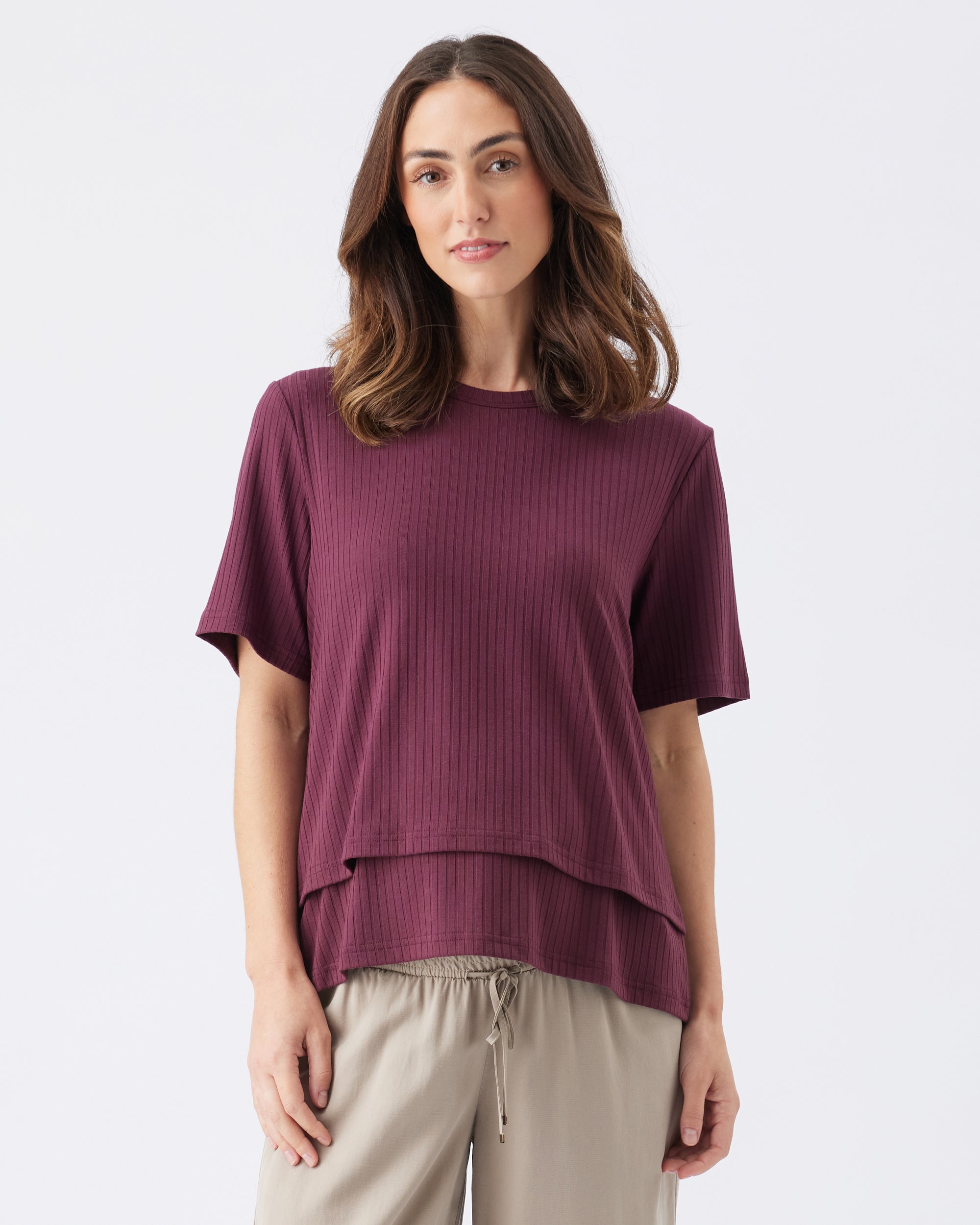 Mike Rib Nursing Top  Maroon