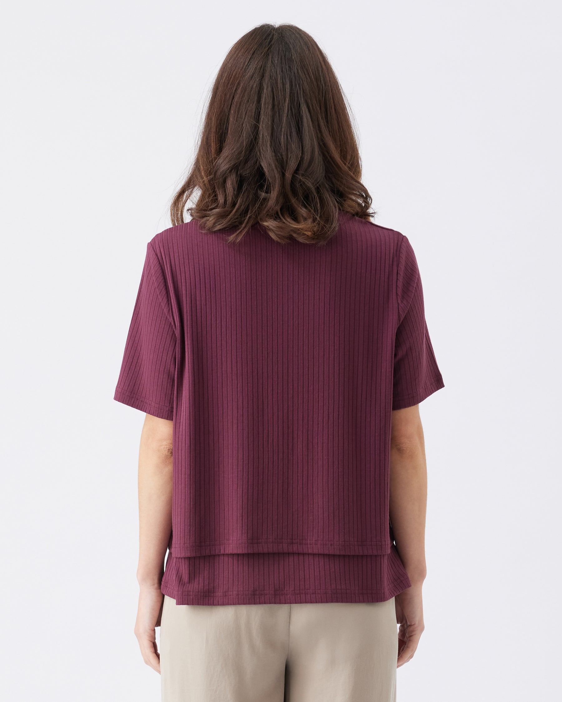 Mike Rib Nursing Top  Maroon