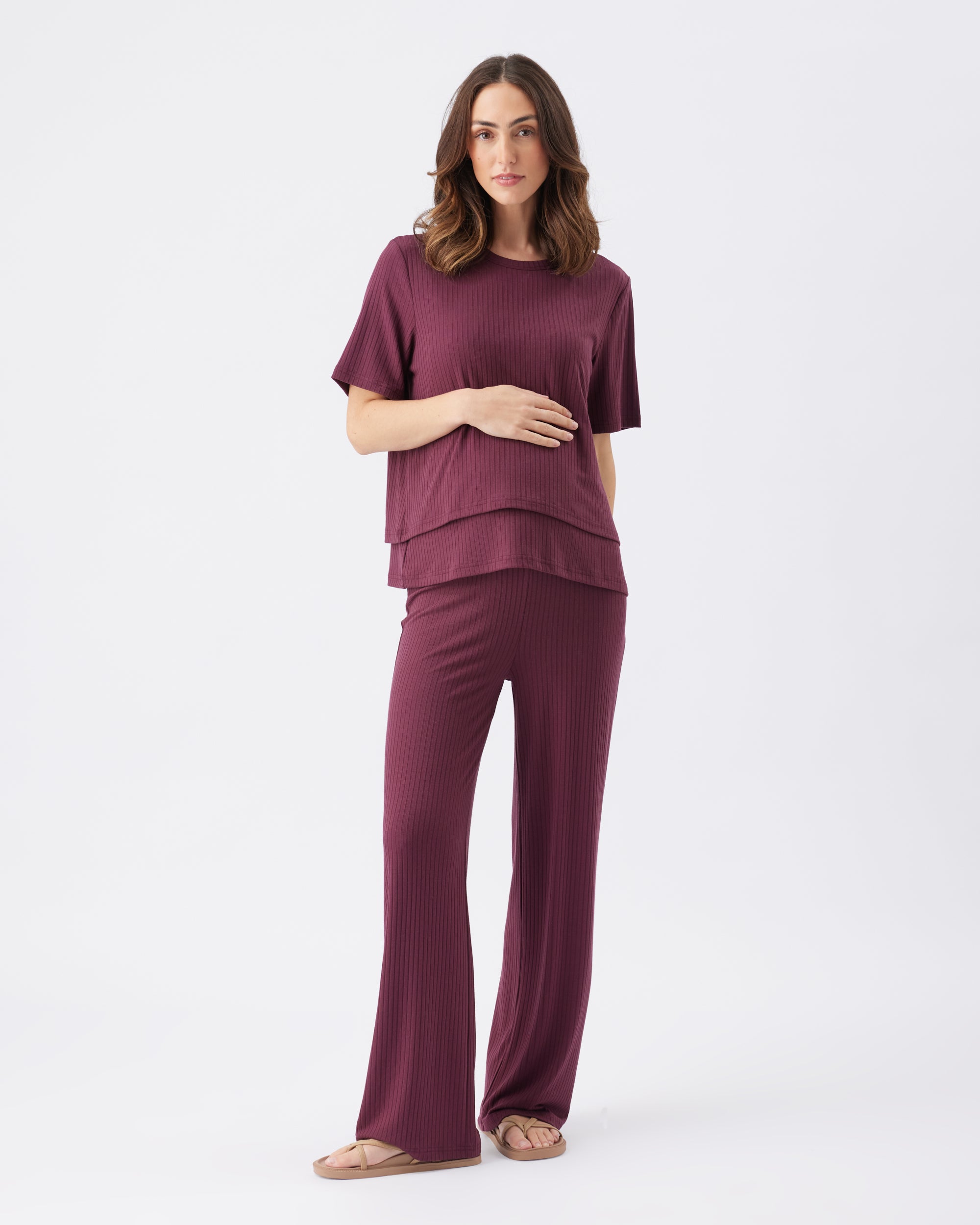Mike Rib Nursing Top  Maroon