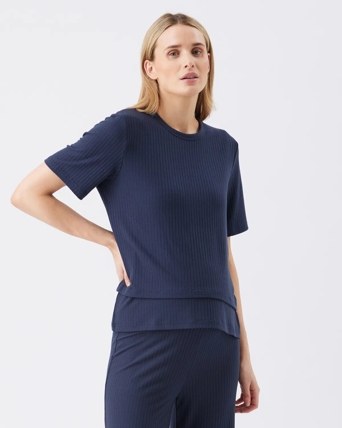 Mike Rib Nursing Top  Navy