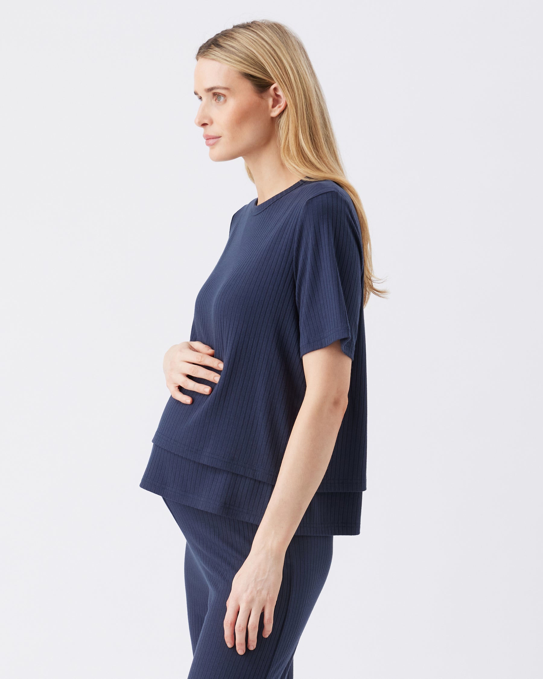 Mike Rib Nursing Top  Navy