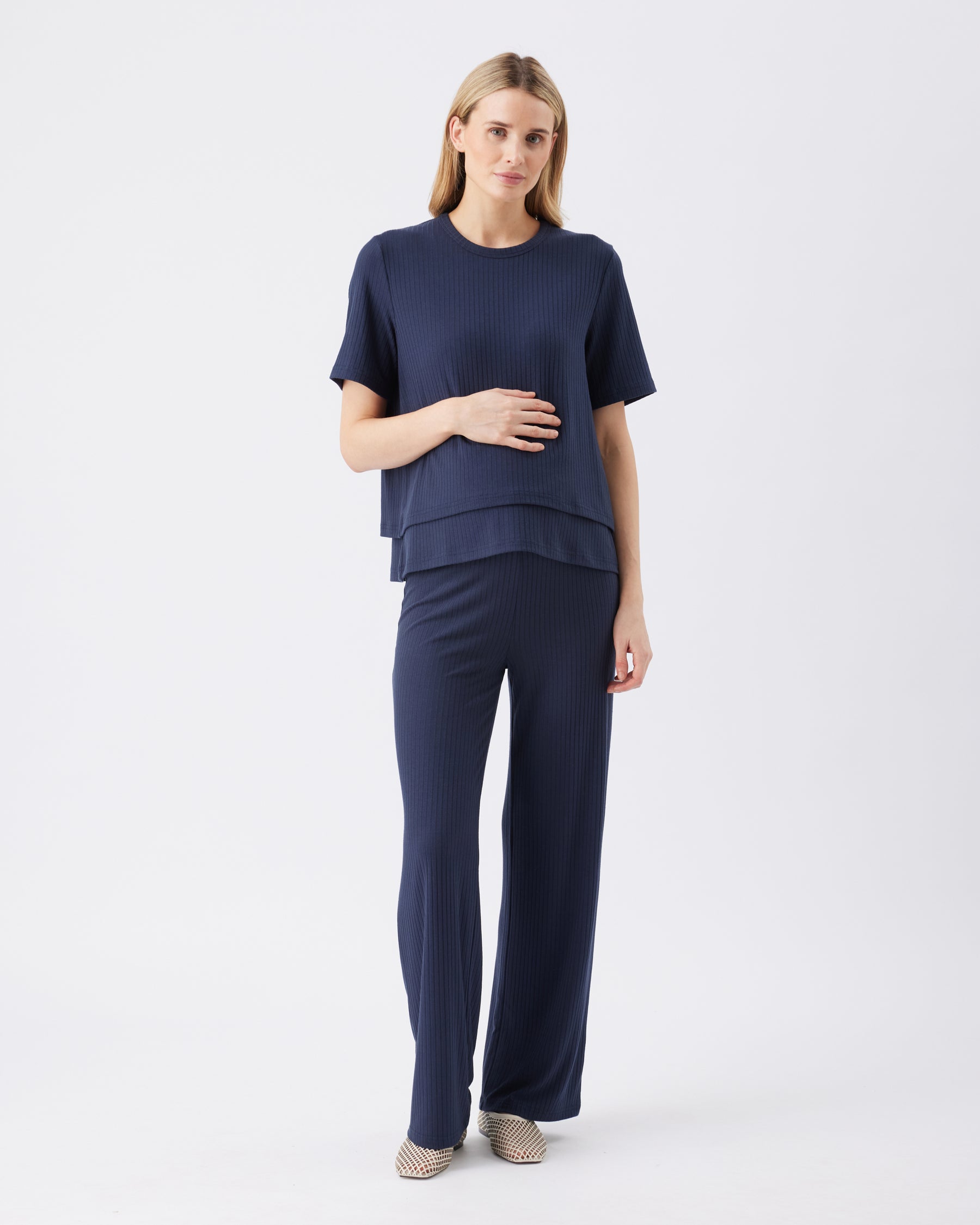 Mike Rib Nursing Top  Navy