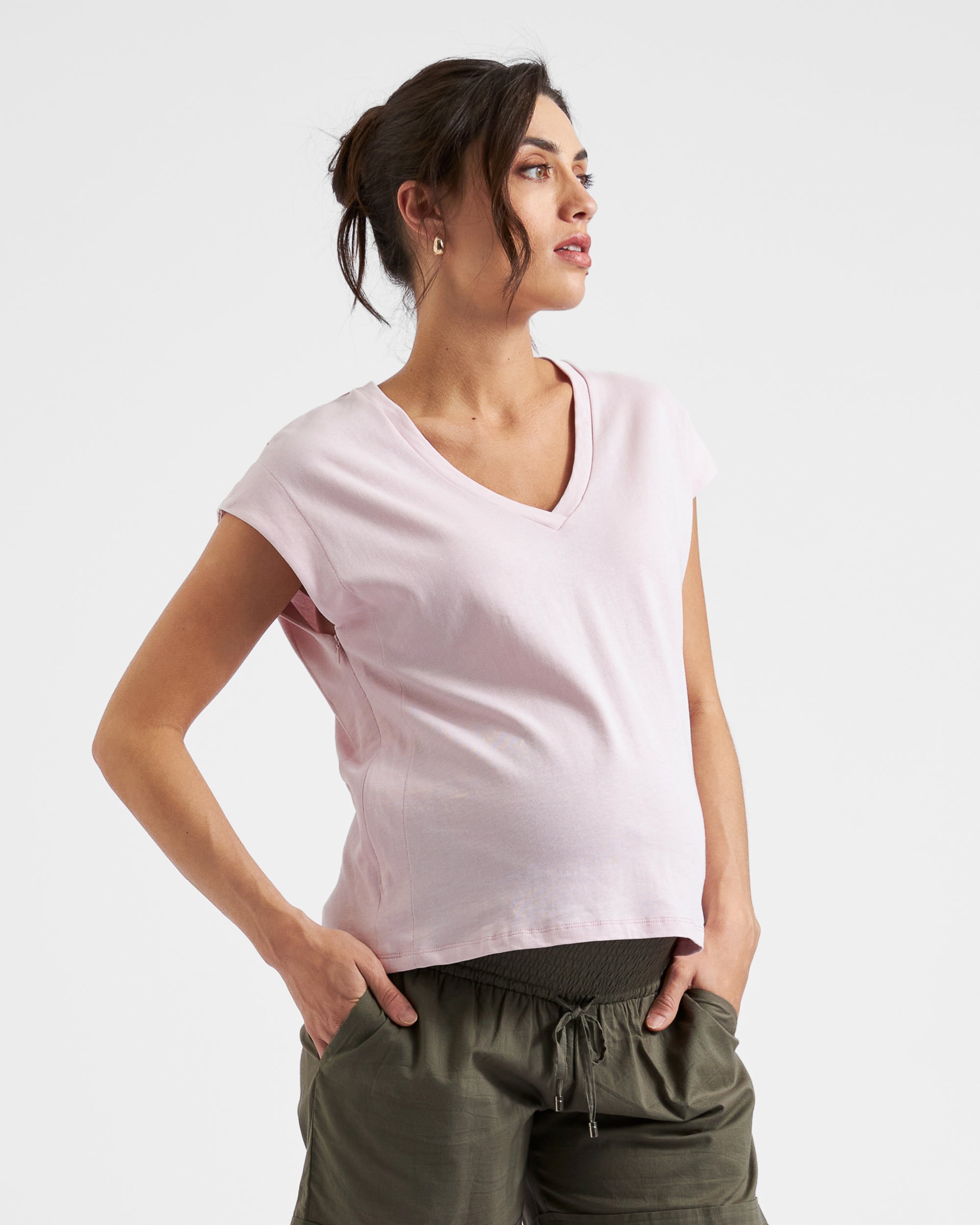 Marly Zip Nursing Tee Peony