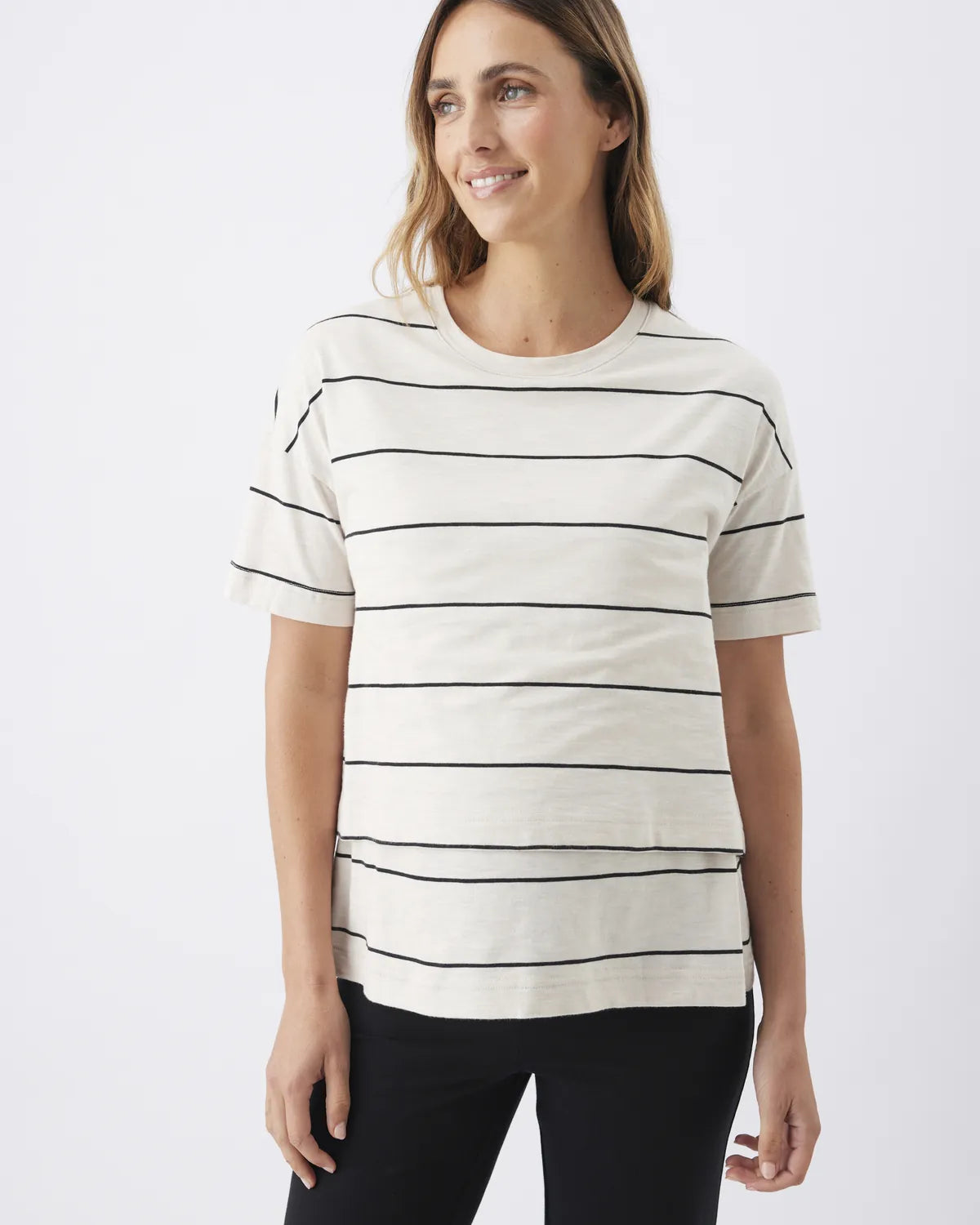 Claudette Nursing Tee  Ecru / Black