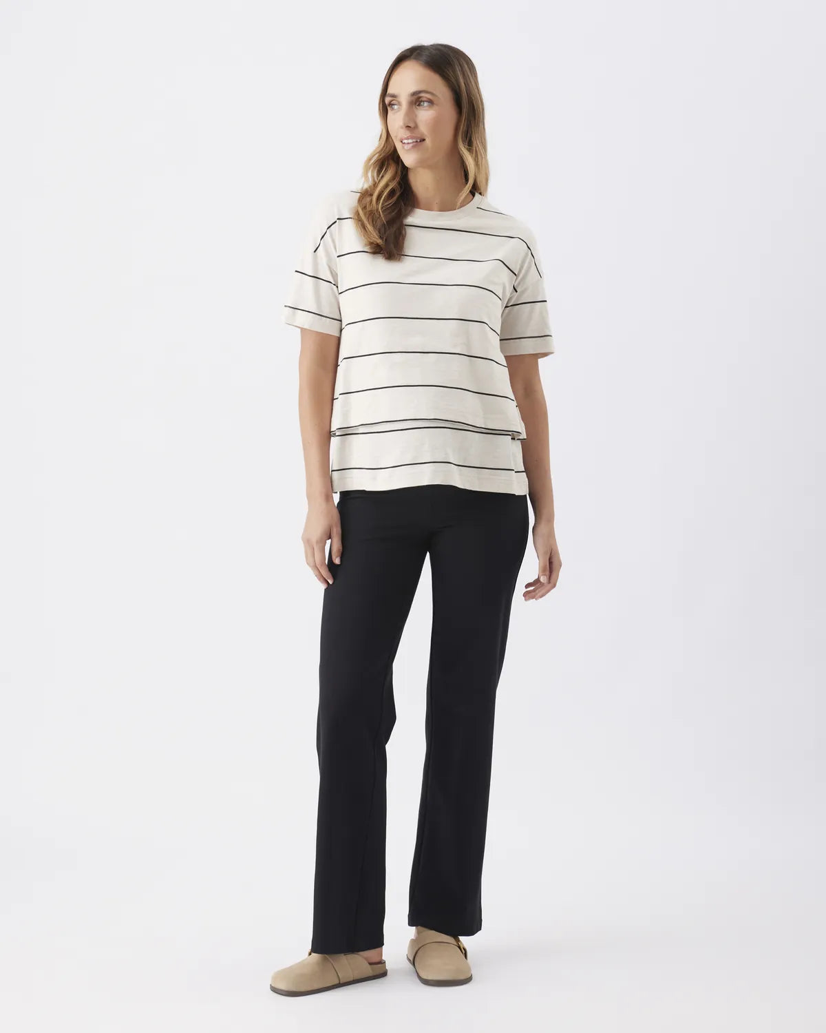 Claudette Nursing Tee  Ecru / Black