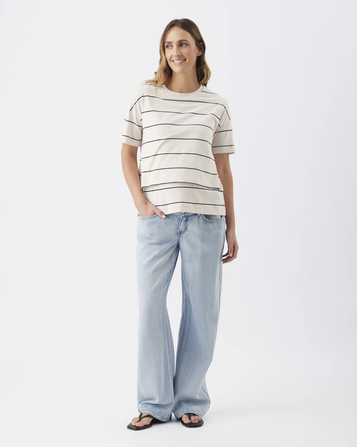 Claudette Nursing Tee  Ecru / Black