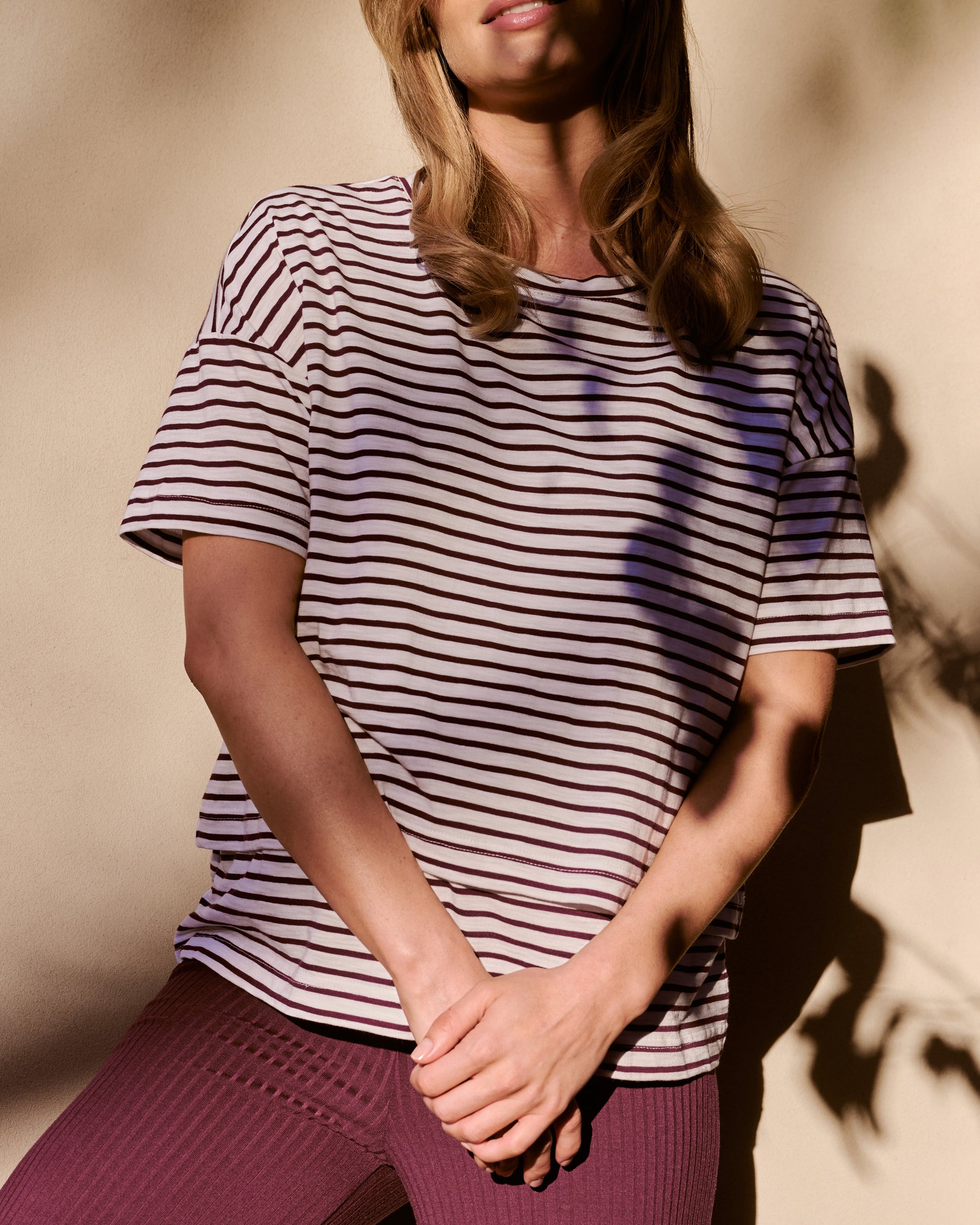 Claudette Nursing Tee  White / Maroon