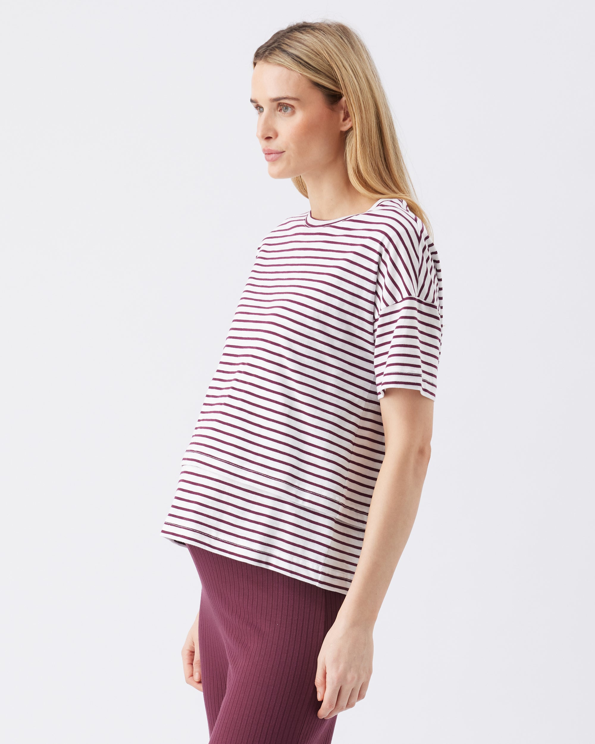 Claudette Nursing Tee  White / Maroon