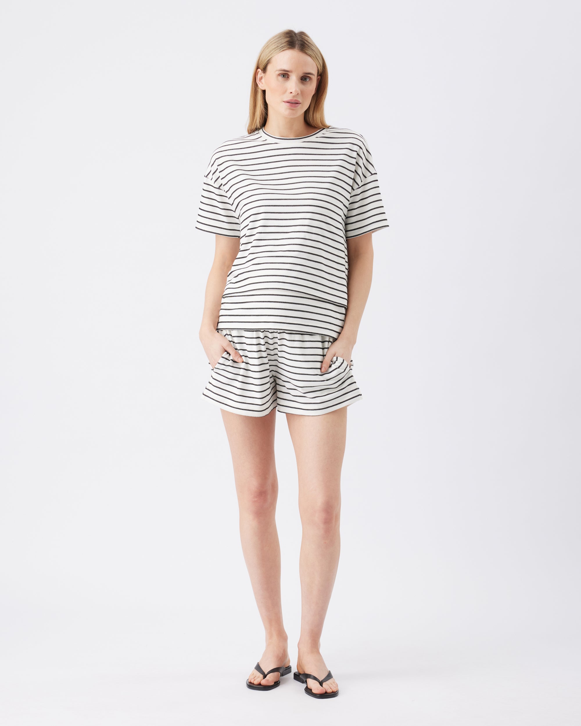 Jada Stripe Nursing Tee White / Black