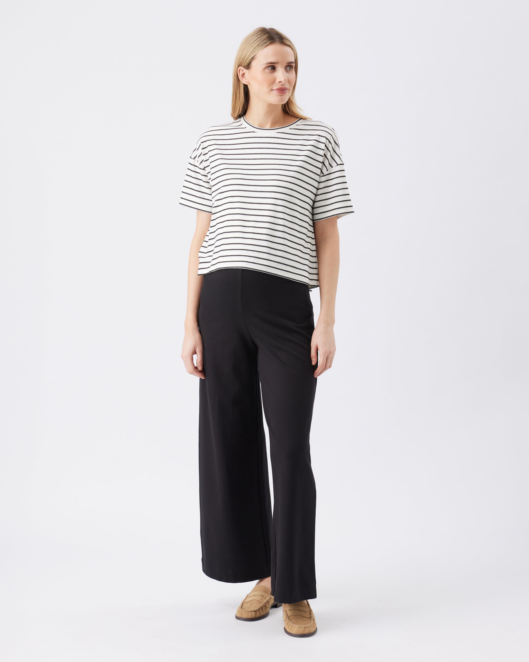 Jada Stripe Nursing Tee White / Black