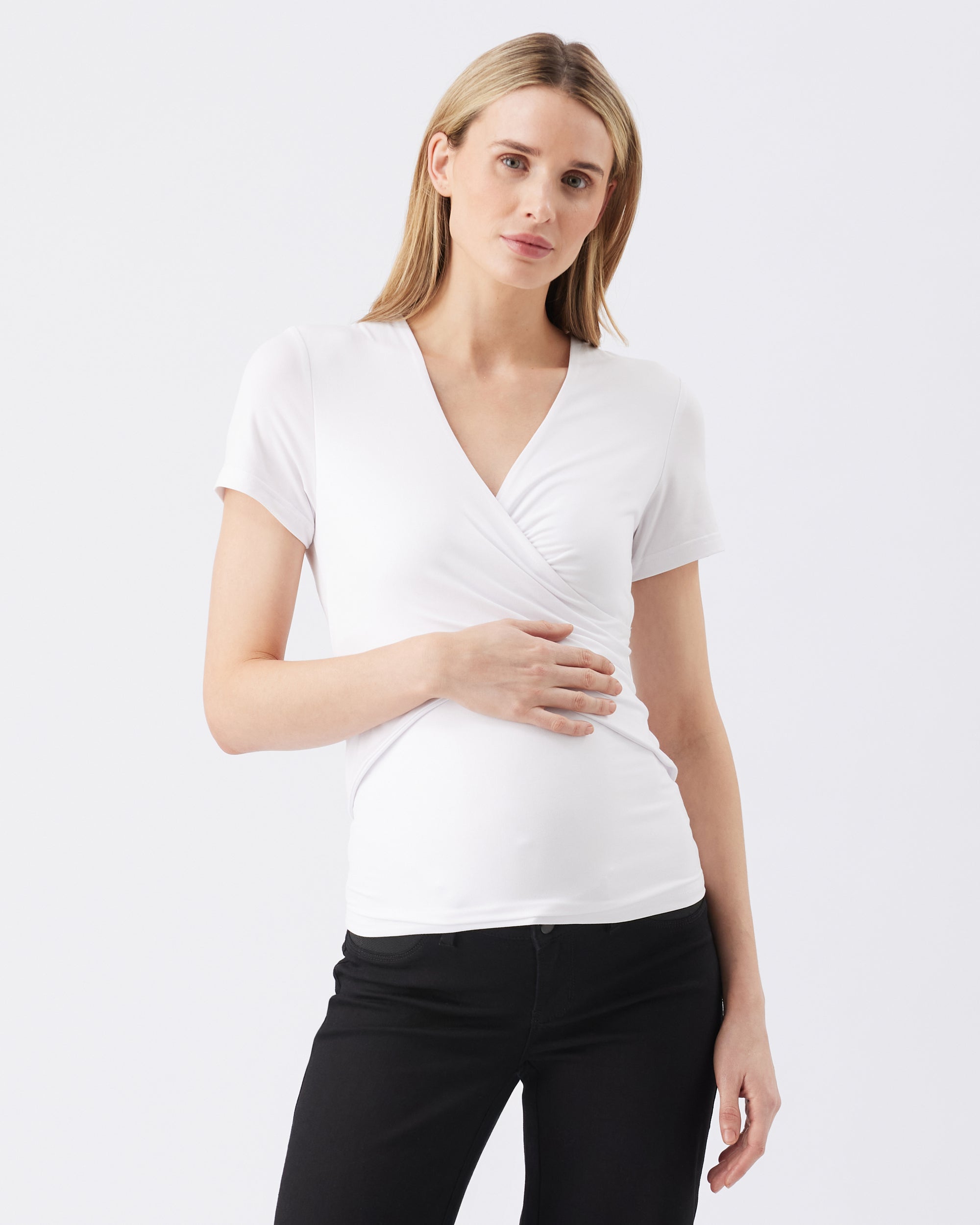 Luxe Knit Embrace Nursing Tee White
