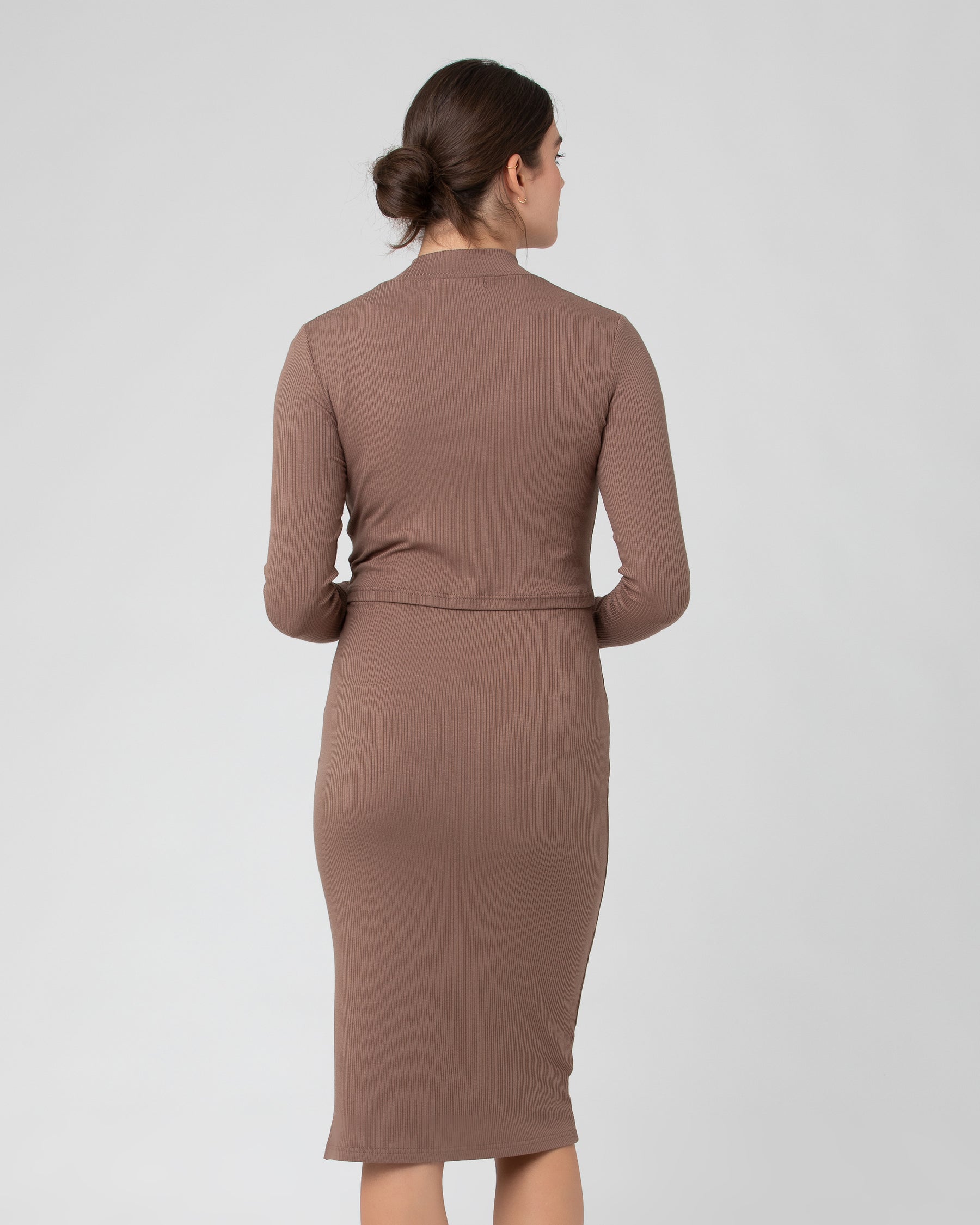 Ruby Rib Nursing Dress  Mocha