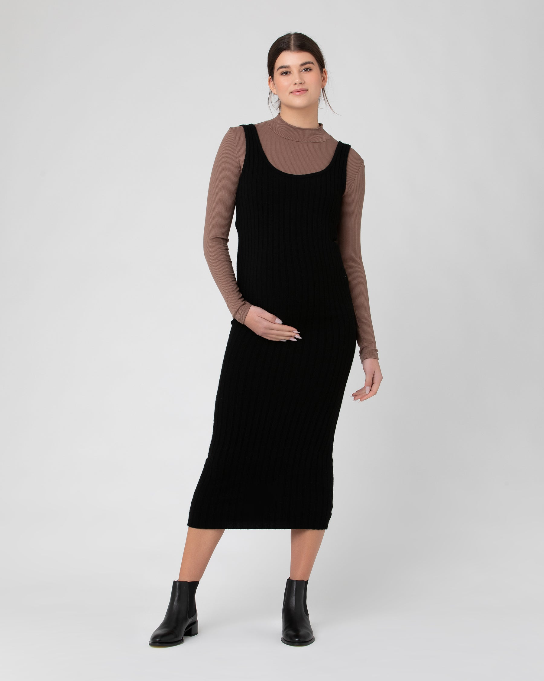 Ruby Rib Nursing Dress  Mocha
