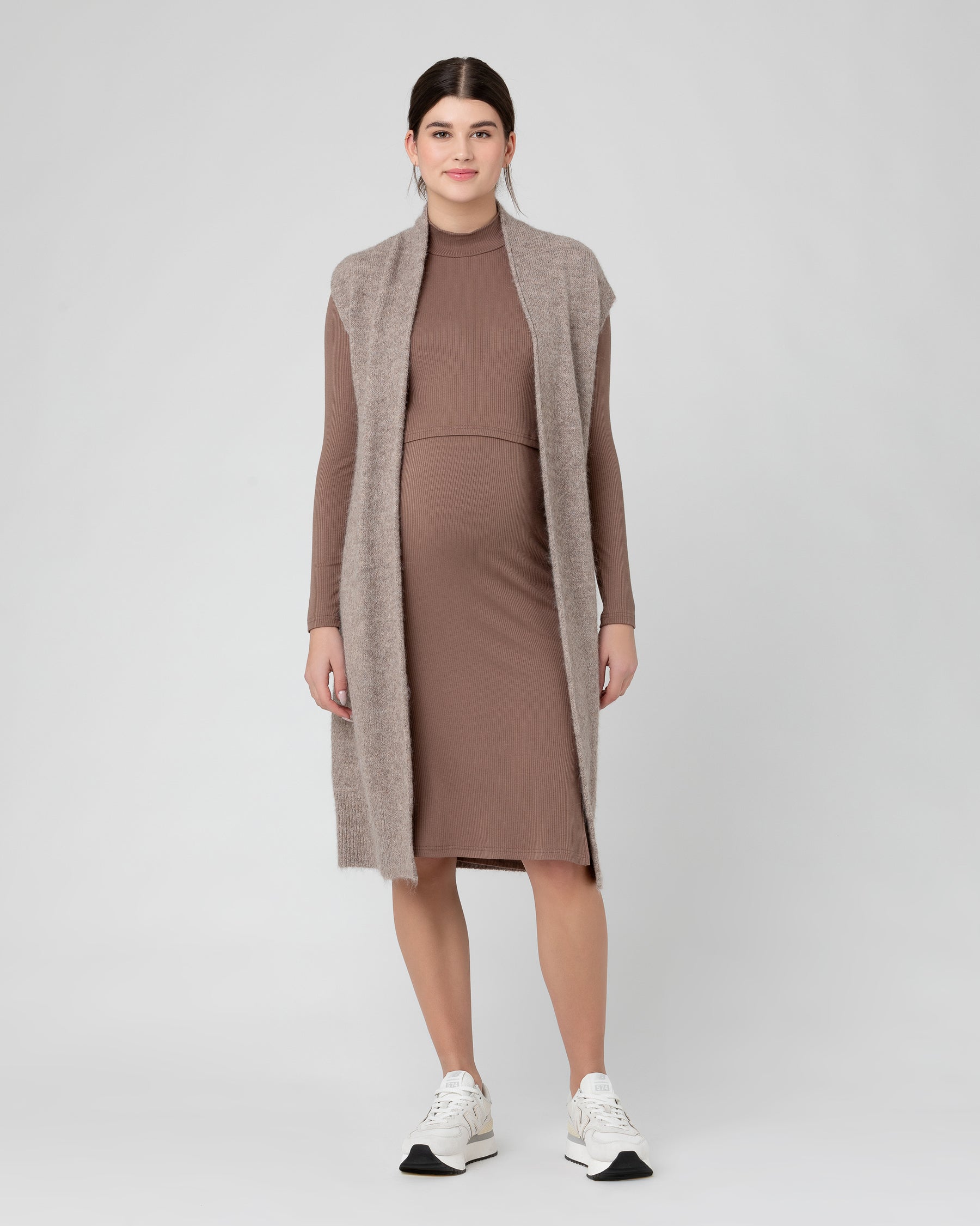 Ruby Rib Nursing Dress  Mocha