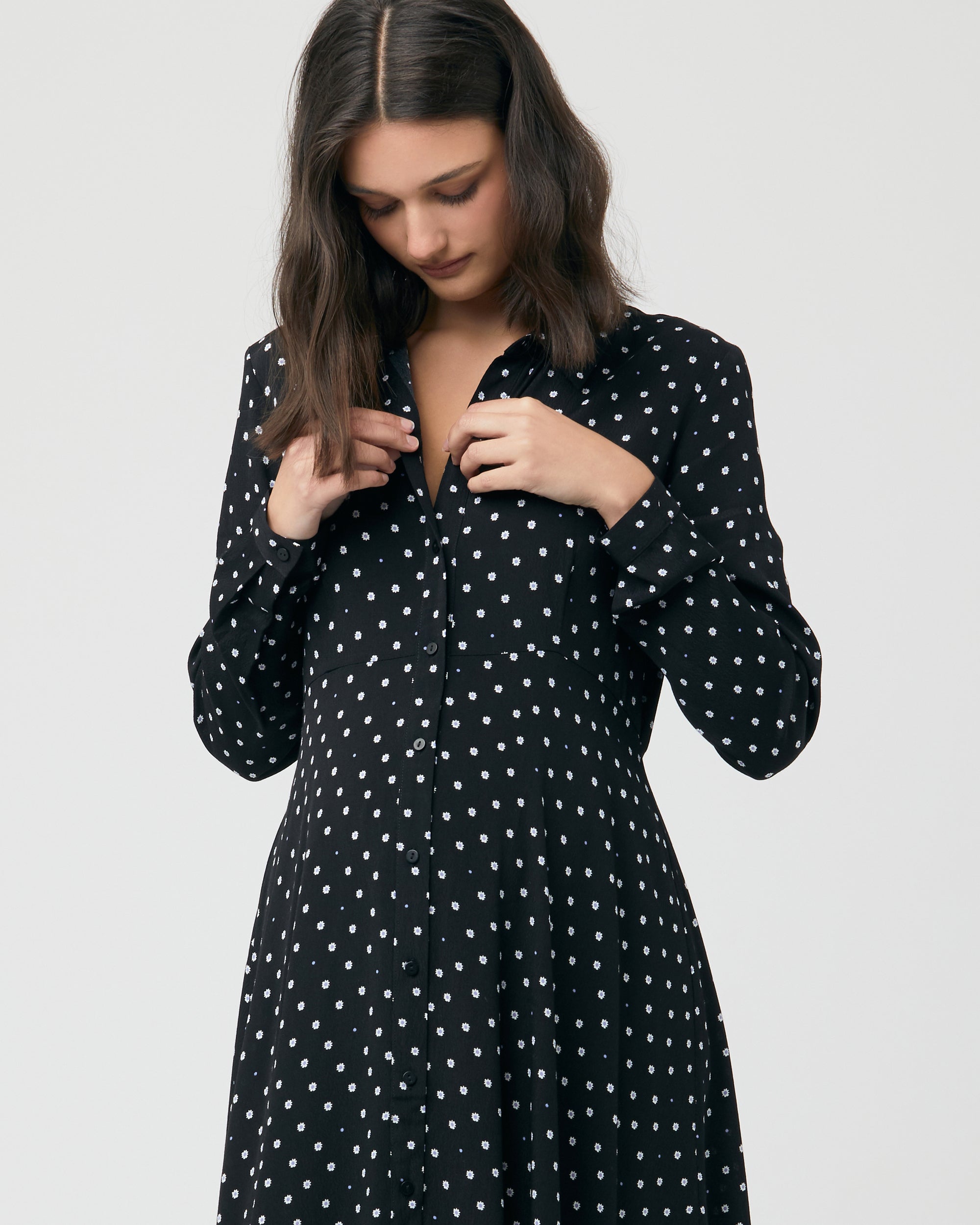 Black polka sales dot shirt dress