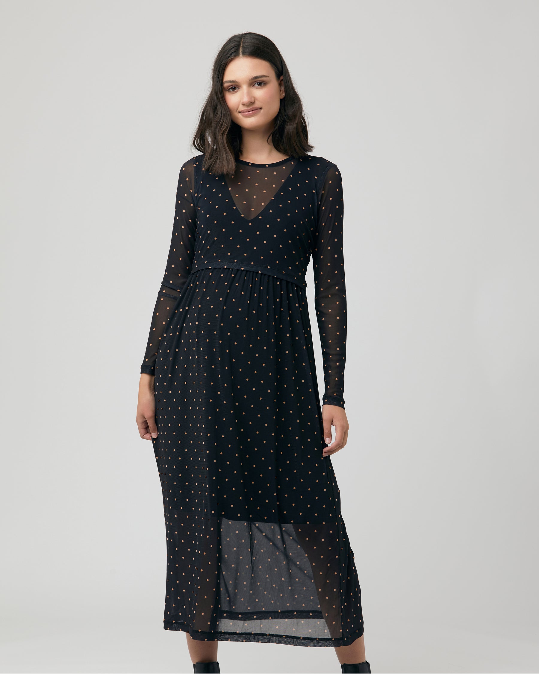 Dot Nursing Dress  Black
